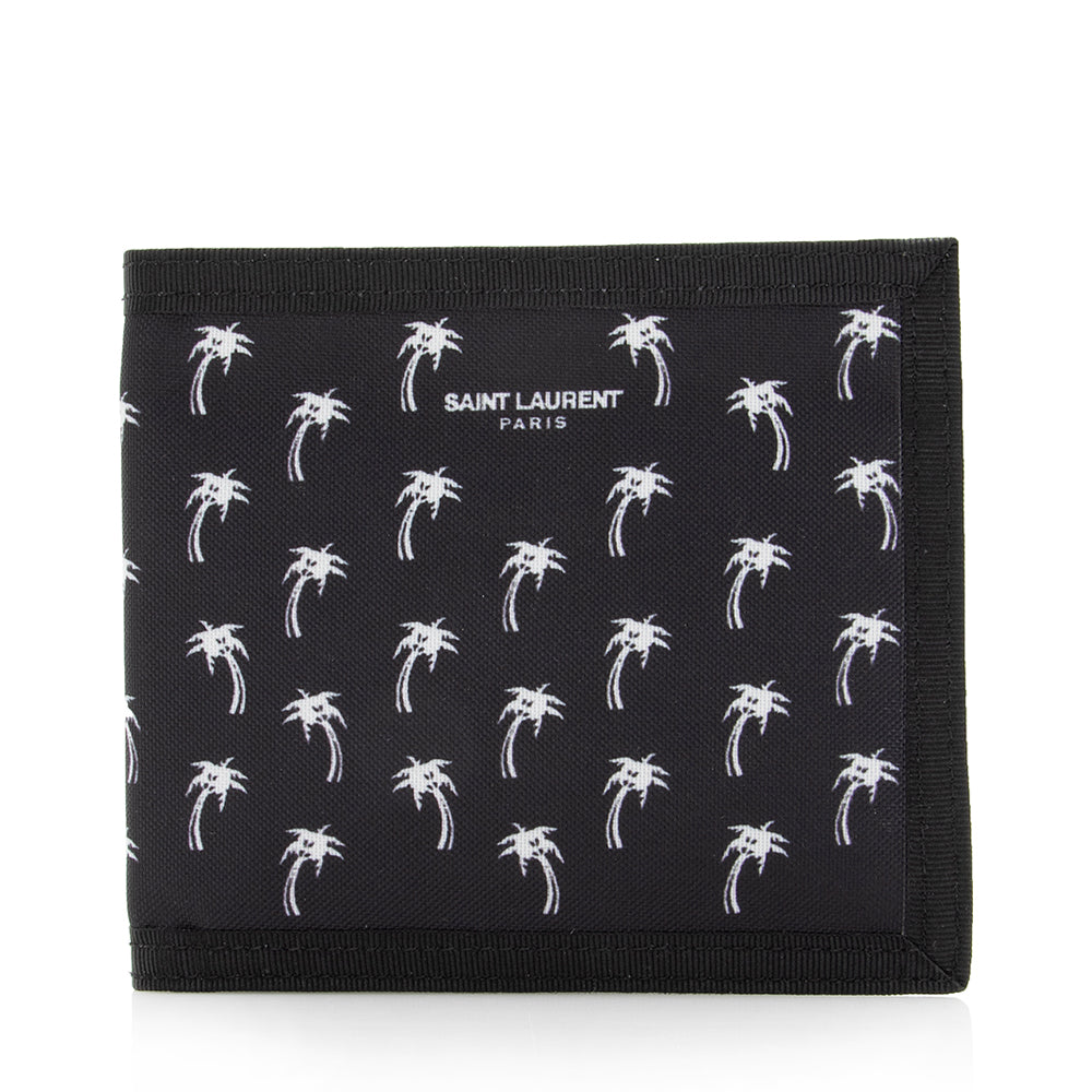 Saint Laurent Canvas Palm Tree Bifold Wallet (SHF-17875)