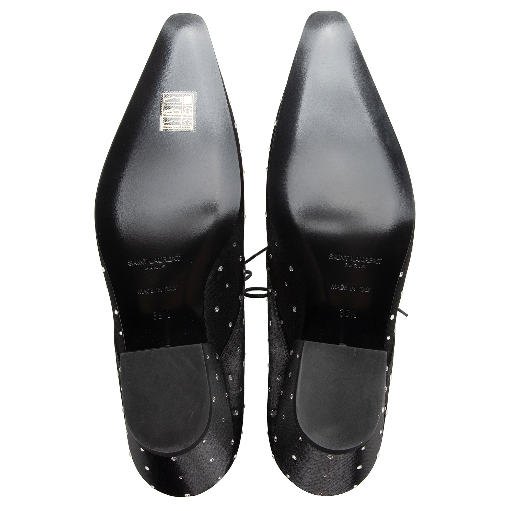 Saint Laurent Satin Crystal Lace Up Ankle Boots - Size 9.5 / 39.5 (SHF-22503)