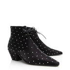 Saint Laurent Satin Crystal Lace Up Ankle Boots - Size 9.5 / 39.5 (SHF-22503)