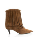 Saint Laurent Suede Fringe Charlotte Ankle Boots - Size 6.5 / 36.5
