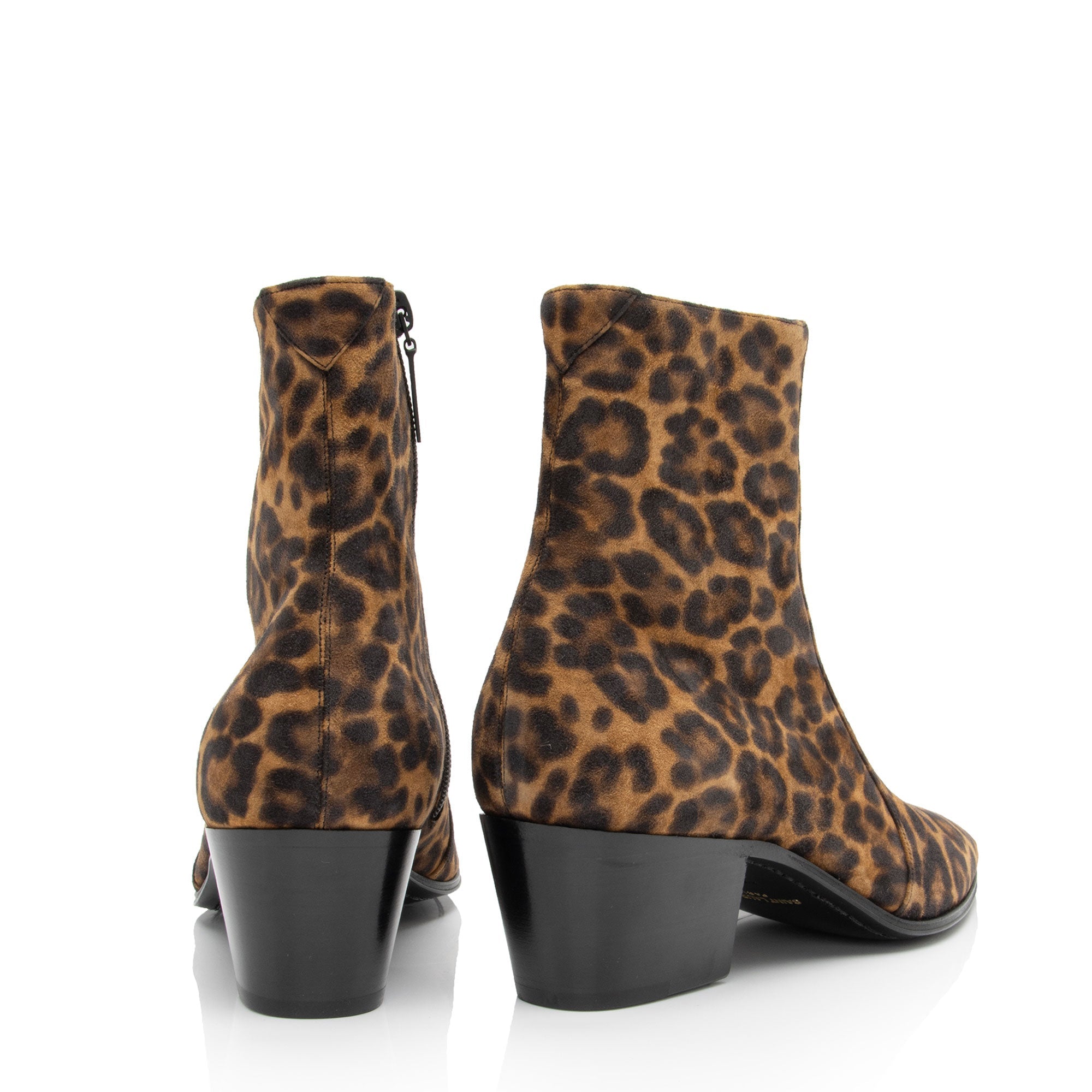 Saint Laurent Suede Leopard Print Vassili Boots - Size 6 / 36 (SHF-aqeffq)