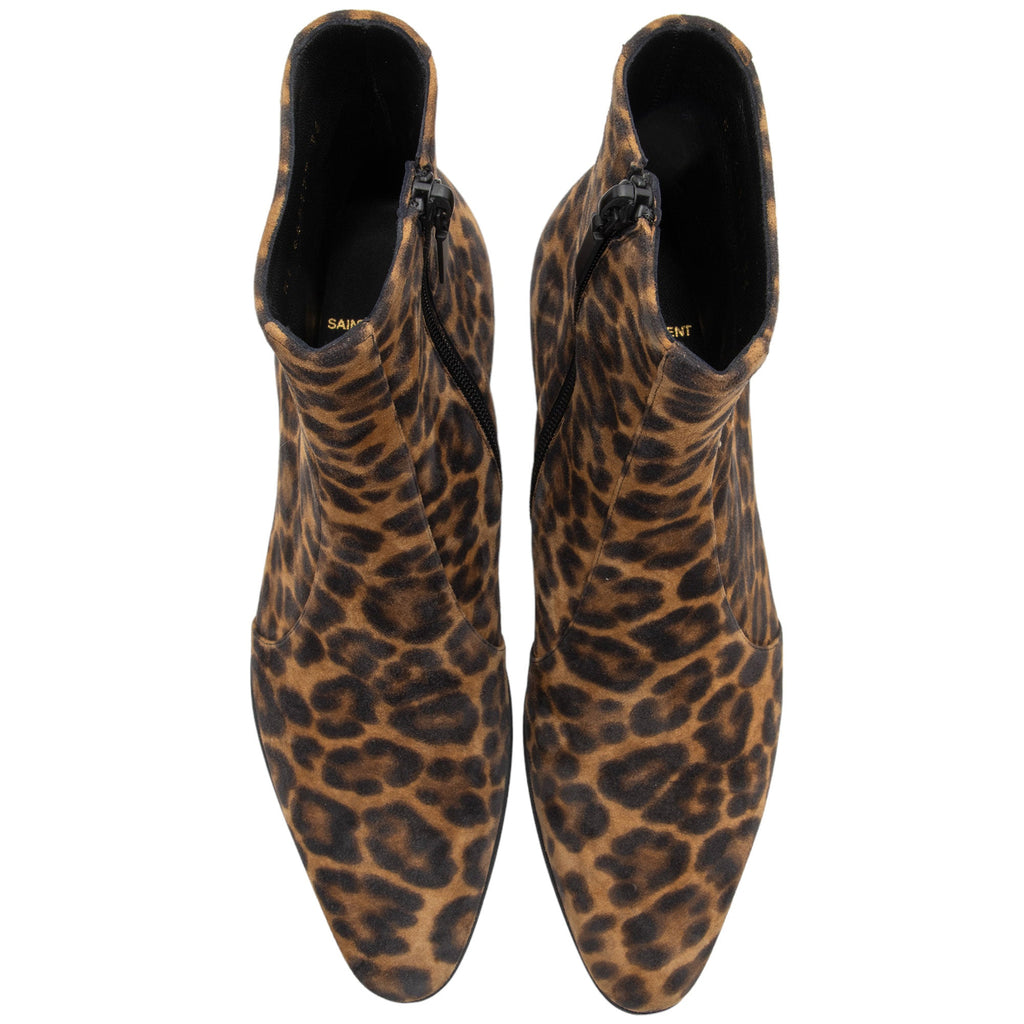 Saint Laurent Suede Leopard Print Vassili Boots - Size 6 / 36 (SHF-aqeffq)