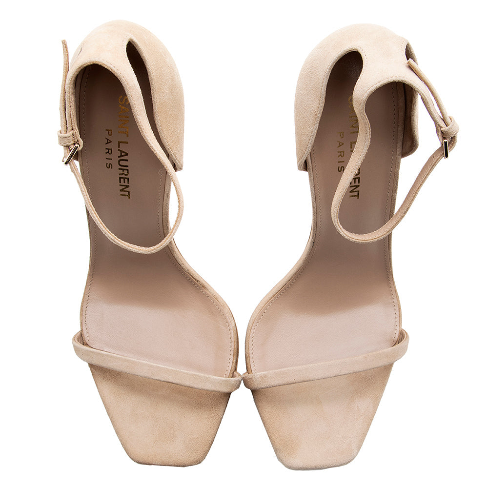 Saint Laurent Suede Opyum Sandals - Size 7.5 / 37.5 (SHF-18600)