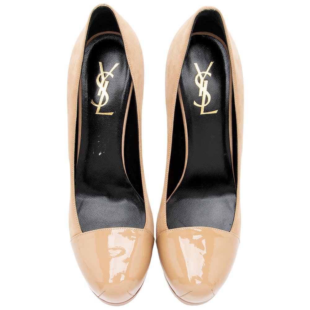 Saint Laurent Suede Tribtoo Pumps - Size 7.5 / 37.5 (SHF-18368)