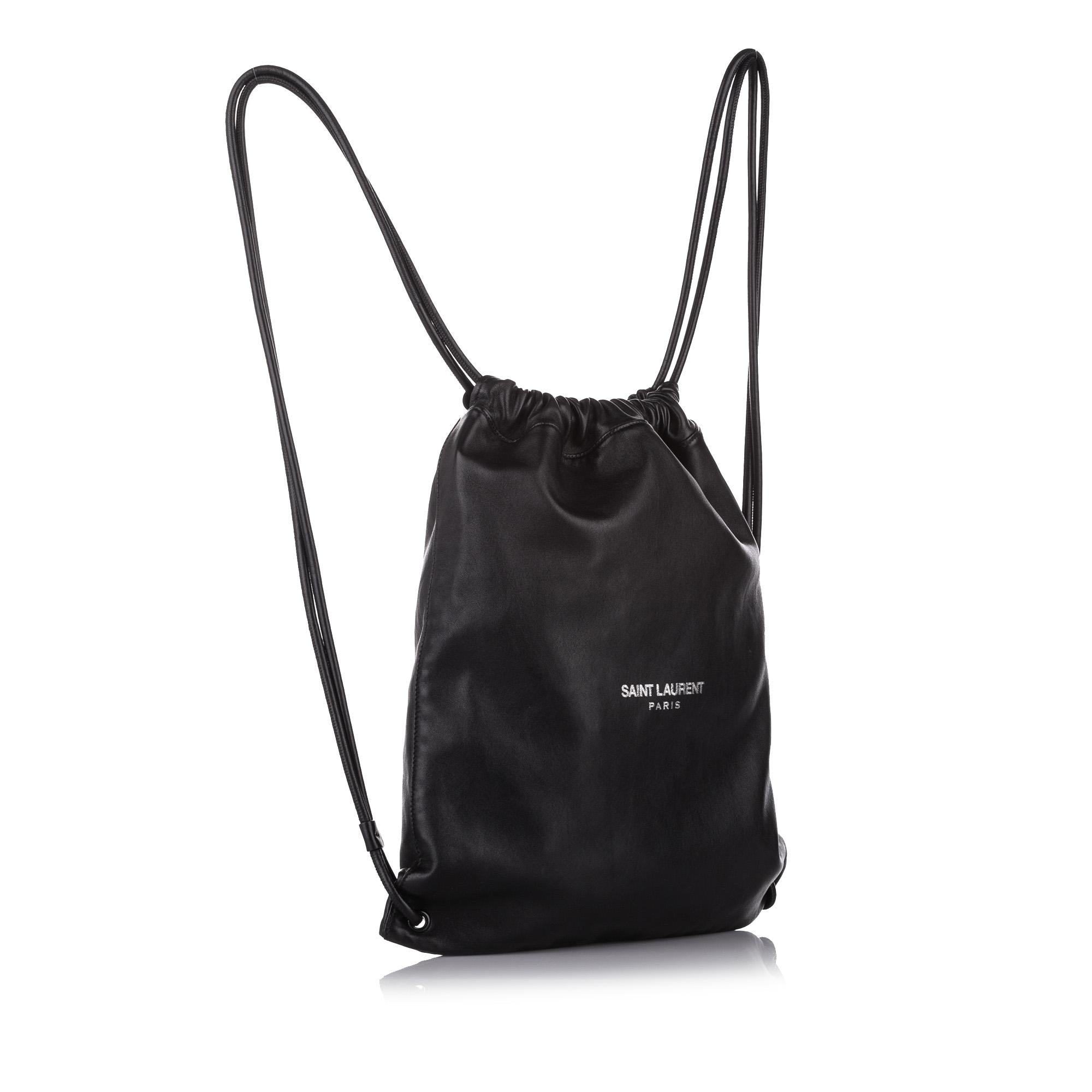 Saint Laurent Teddy Drawstring Leather Backpack (SHG-24541)
