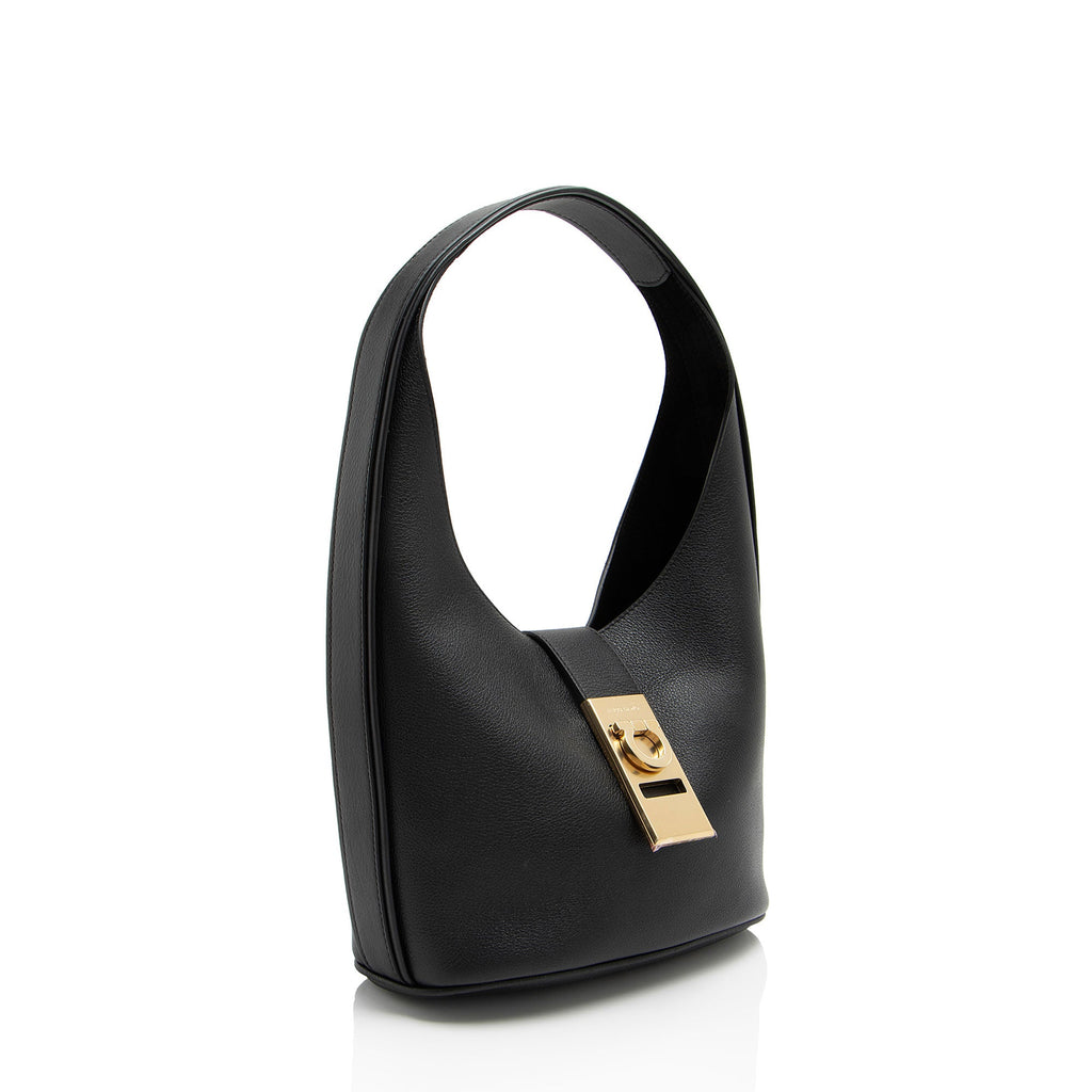 Ferragamo Calfskin Archivo Gancio Medium Hobo