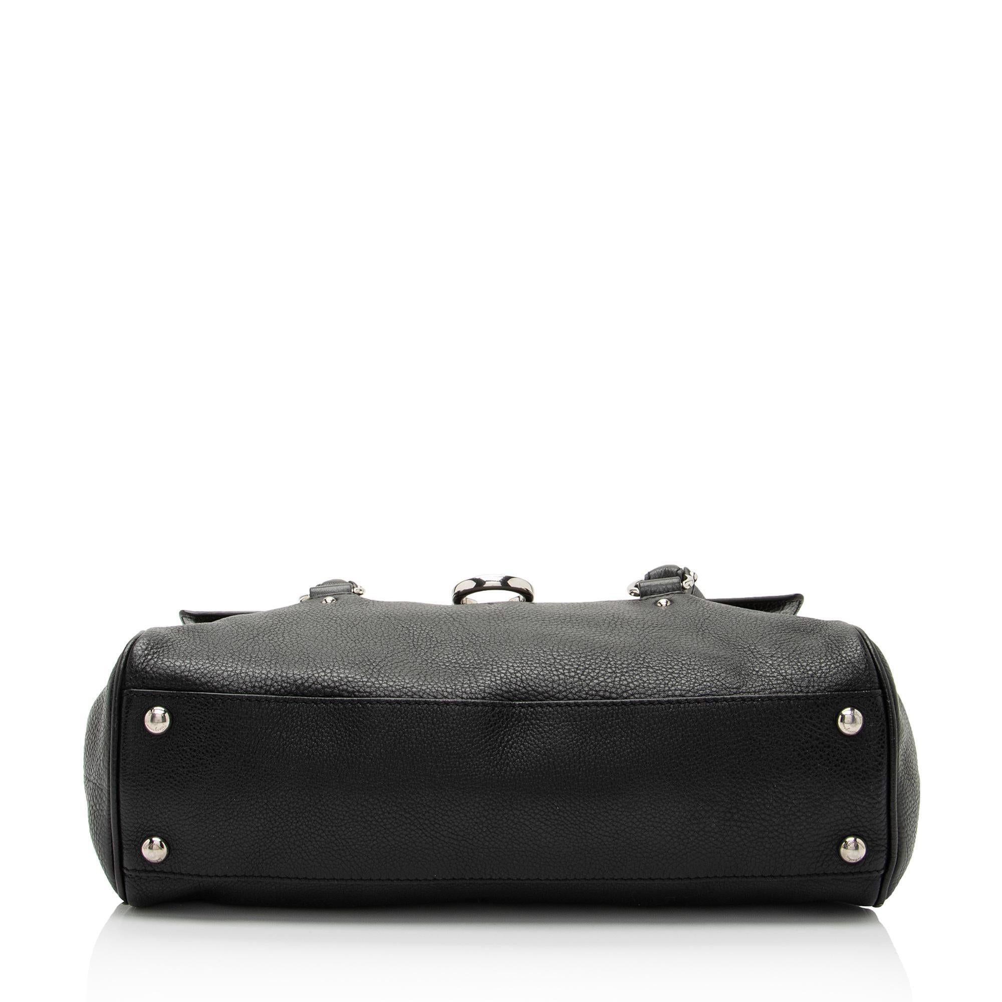 Salvatore Ferragamo Calfskin Ganchini Jules Satchel (SHF-BEZLds)