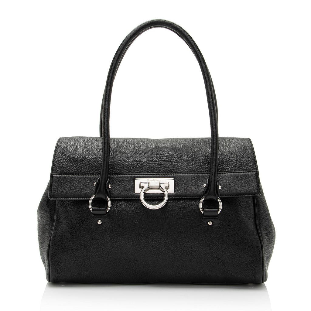 Salvatore Ferragamo Calfskin Ganchini Jules Satchel (SHF-BEZLds)