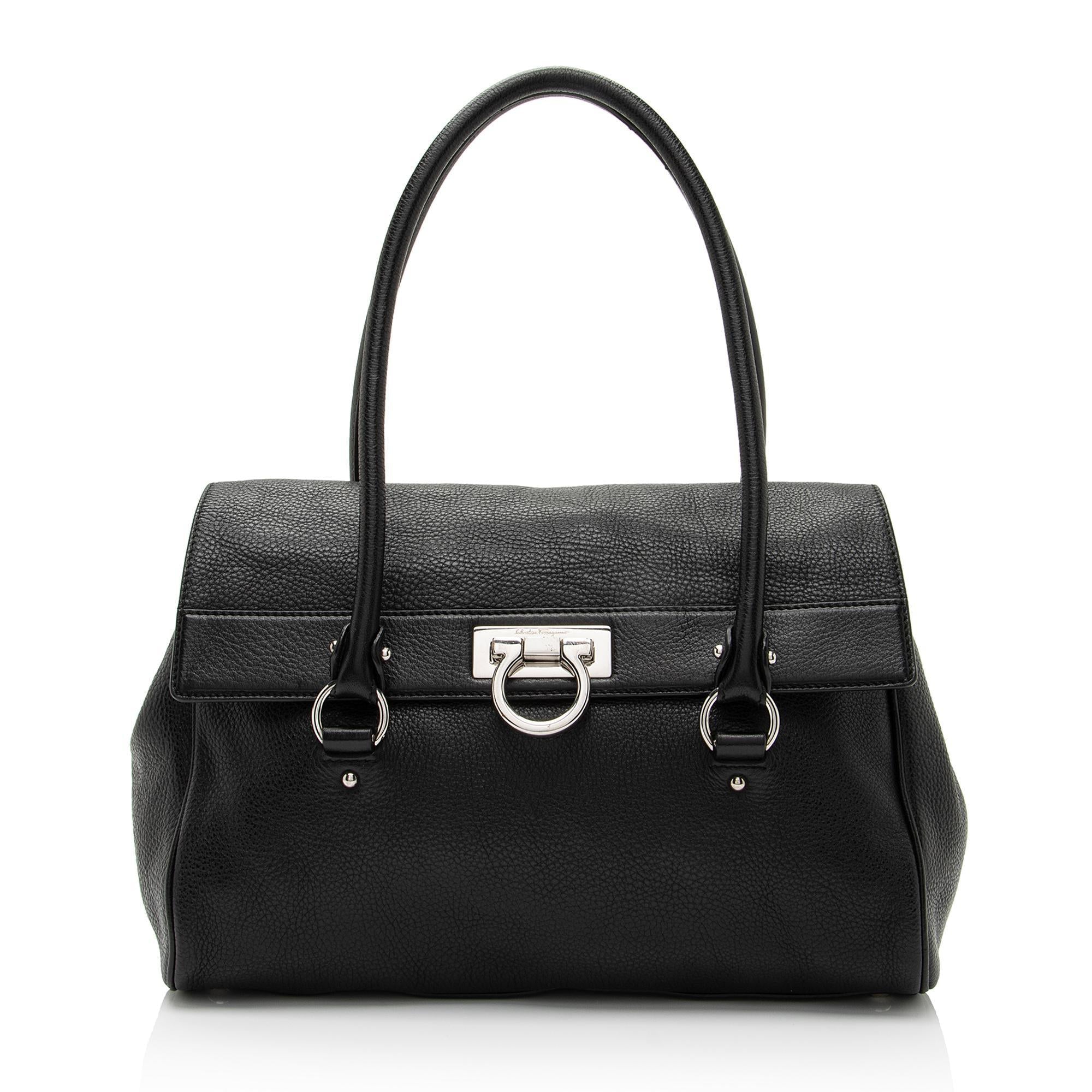 Salvatore Ferragamo Calfskin Ganchini Jules Satchel (SHF-BEZLds)