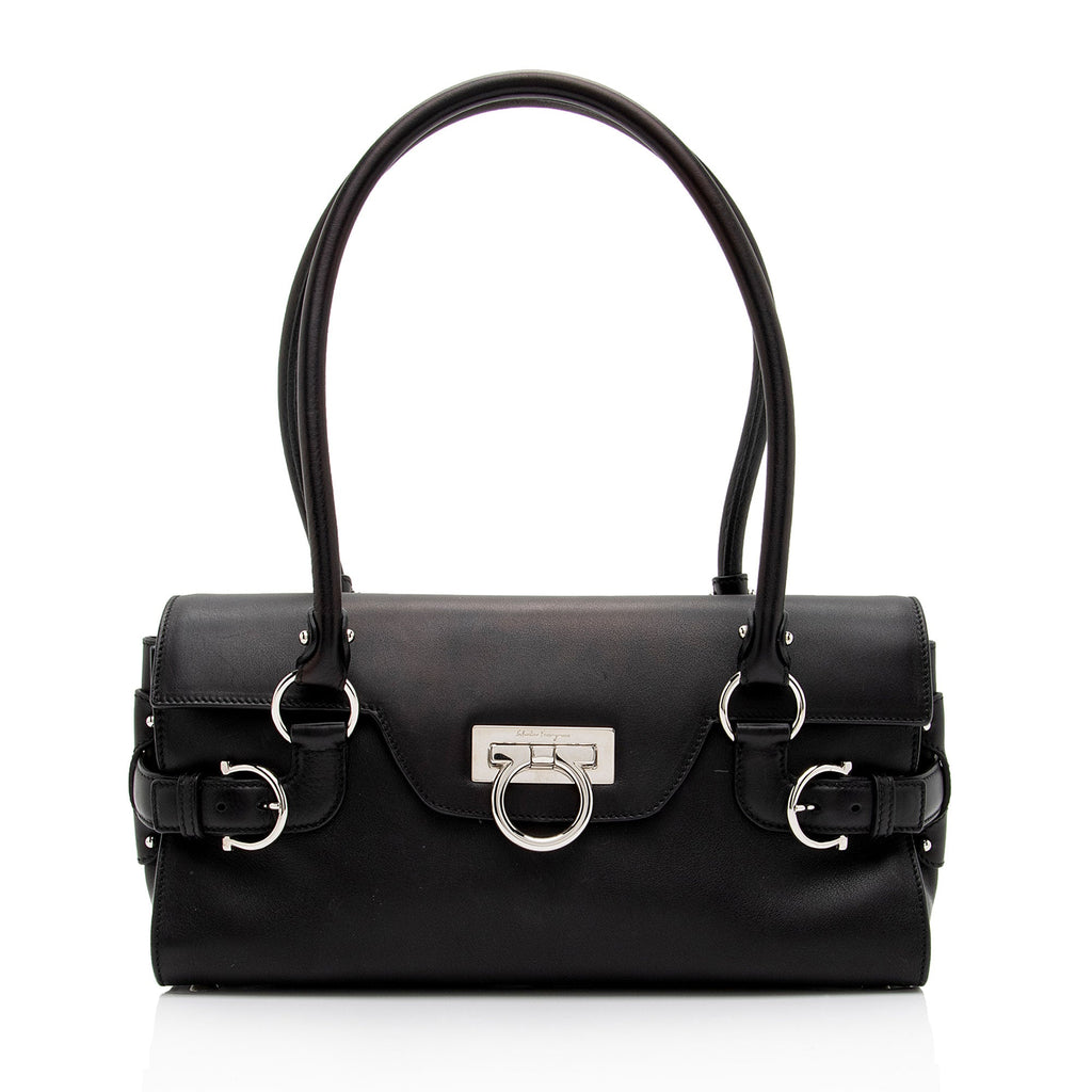 Salvatore Ferragamo Calfskin Ganchini Jules Satchel (SHF-5PXr2S)