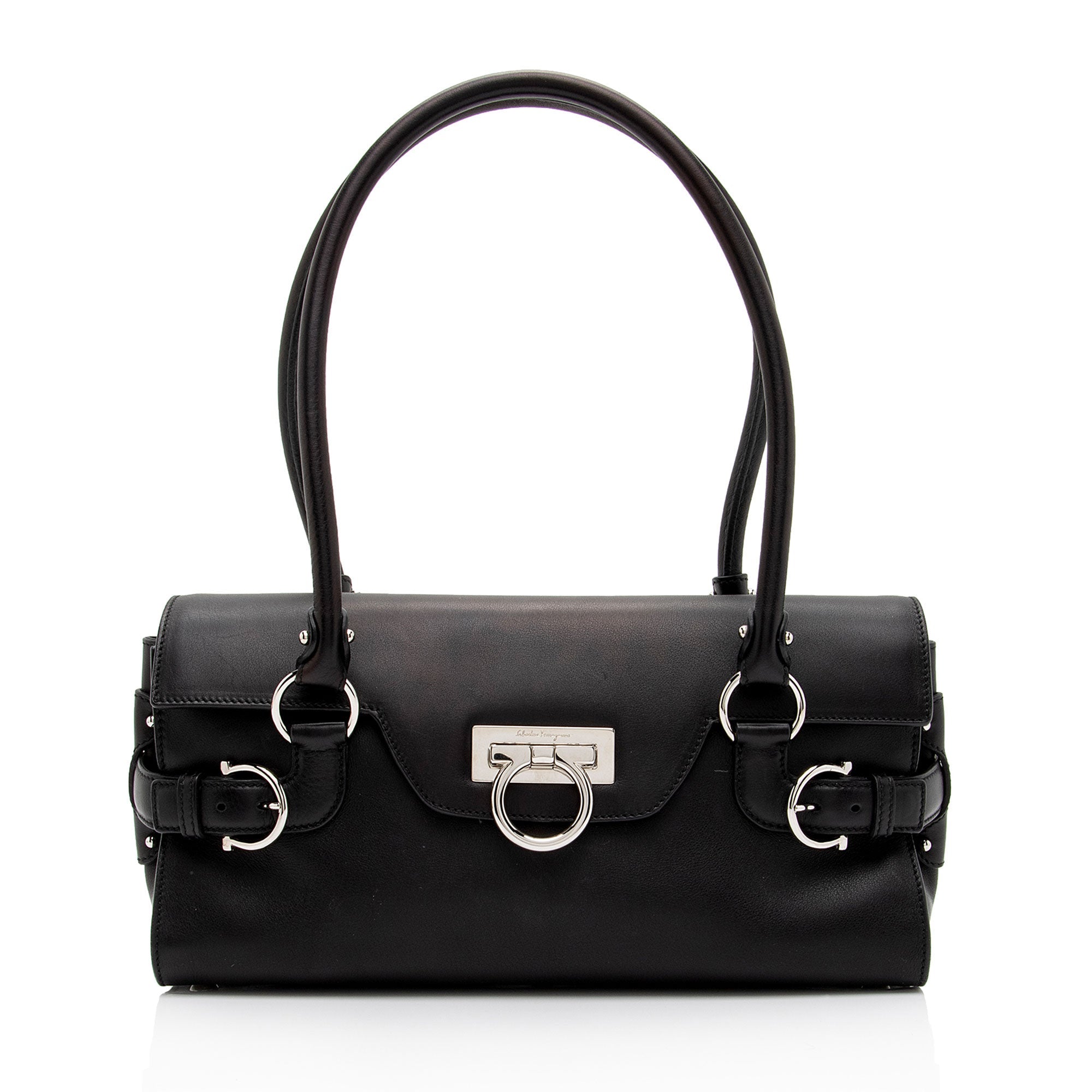 Salvatore Ferragamo Calfskin Ganchini Jules Satchel (SHF-5PXr2S)
