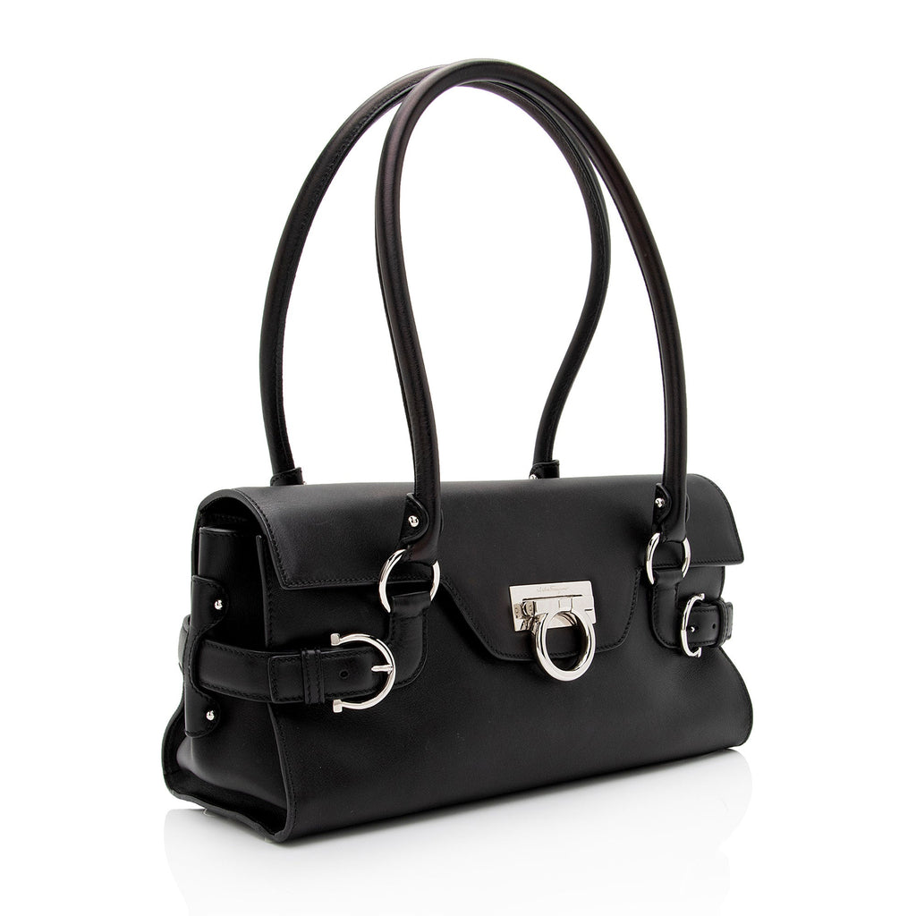 Salvatore Ferragamo Calfskin Ganchini Jules Satchel (SHF-5PXr2S)