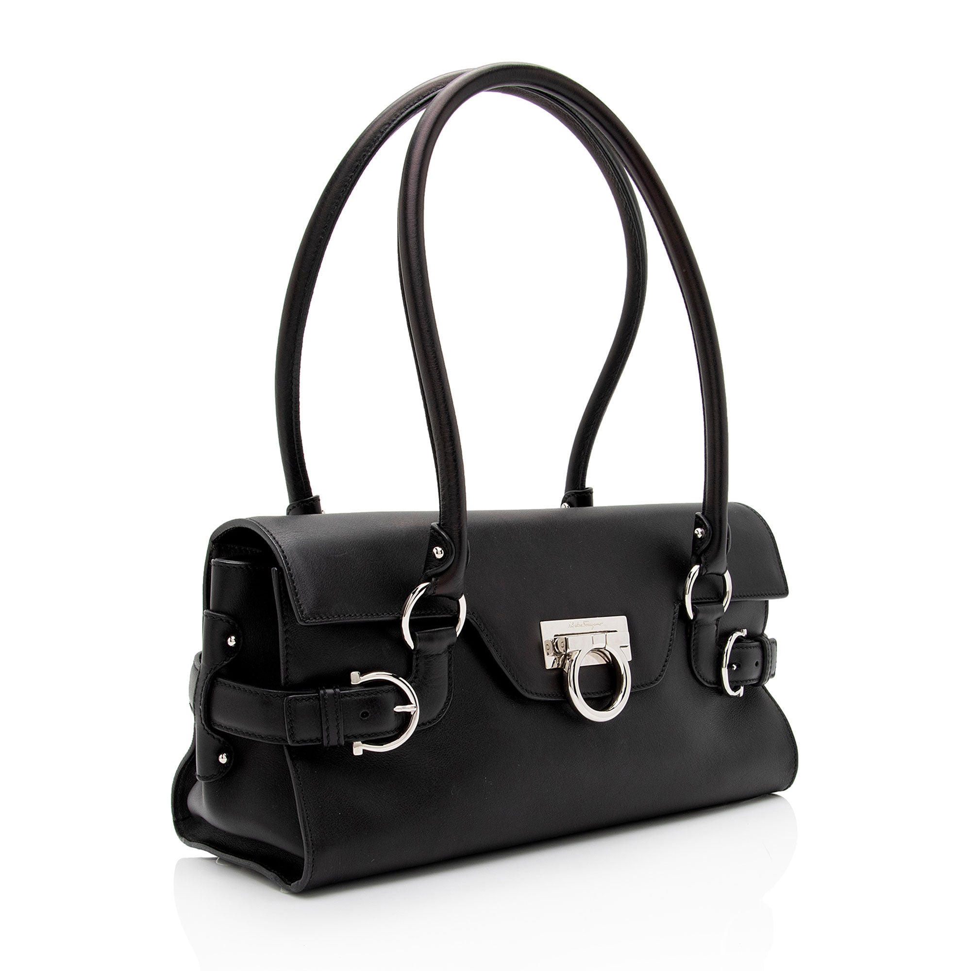 Salvatore Ferragamo Calfskin Ganchini Jules Satchel (SHF-5PXr2S)