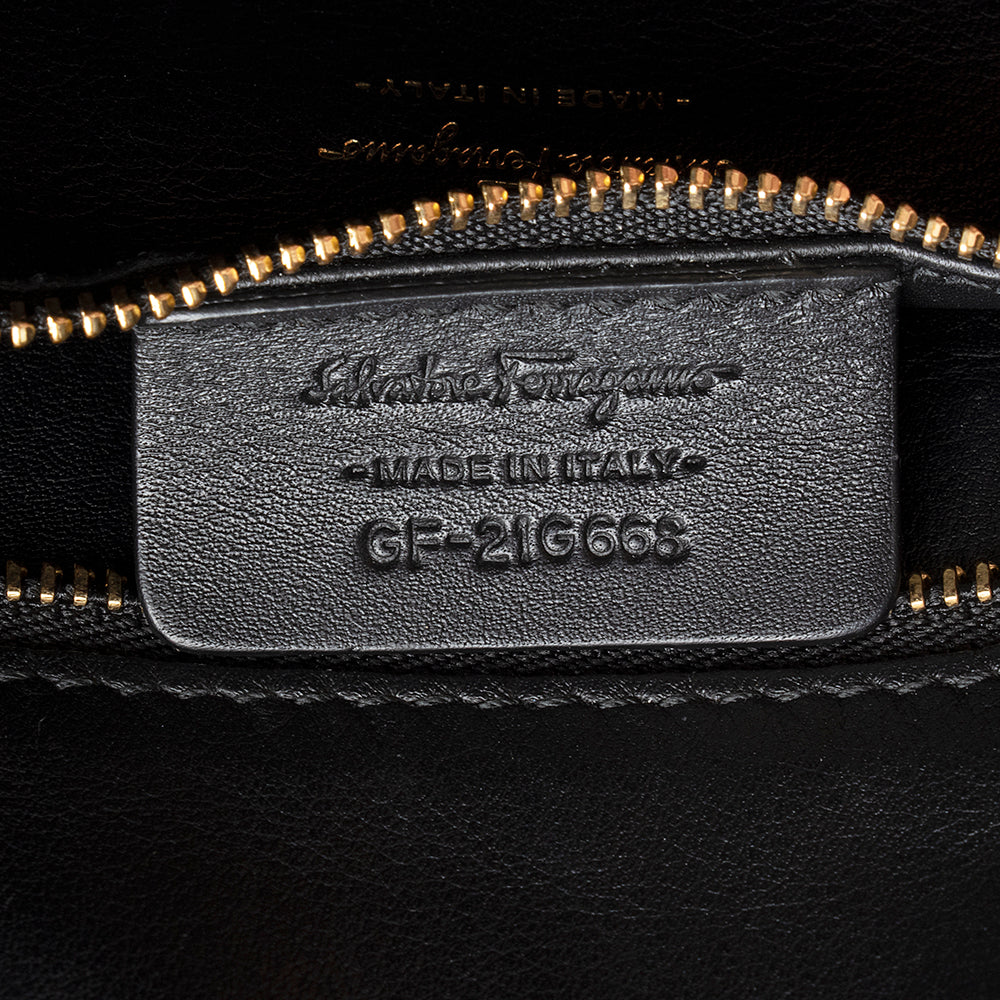 Salvatore Ferragamo Calfskin Gancini Pocket Messenger Bag (SHF-20244)