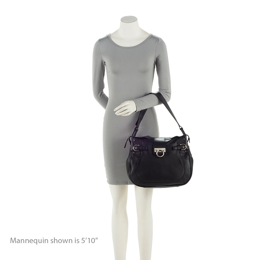 Salvatore Ferragamo Calfskin Gancini Shoulder Bag (SHF-22067)