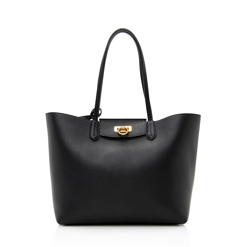 Salvatore Ferragamo Calfskin Gancini Tote (SHF-21196)