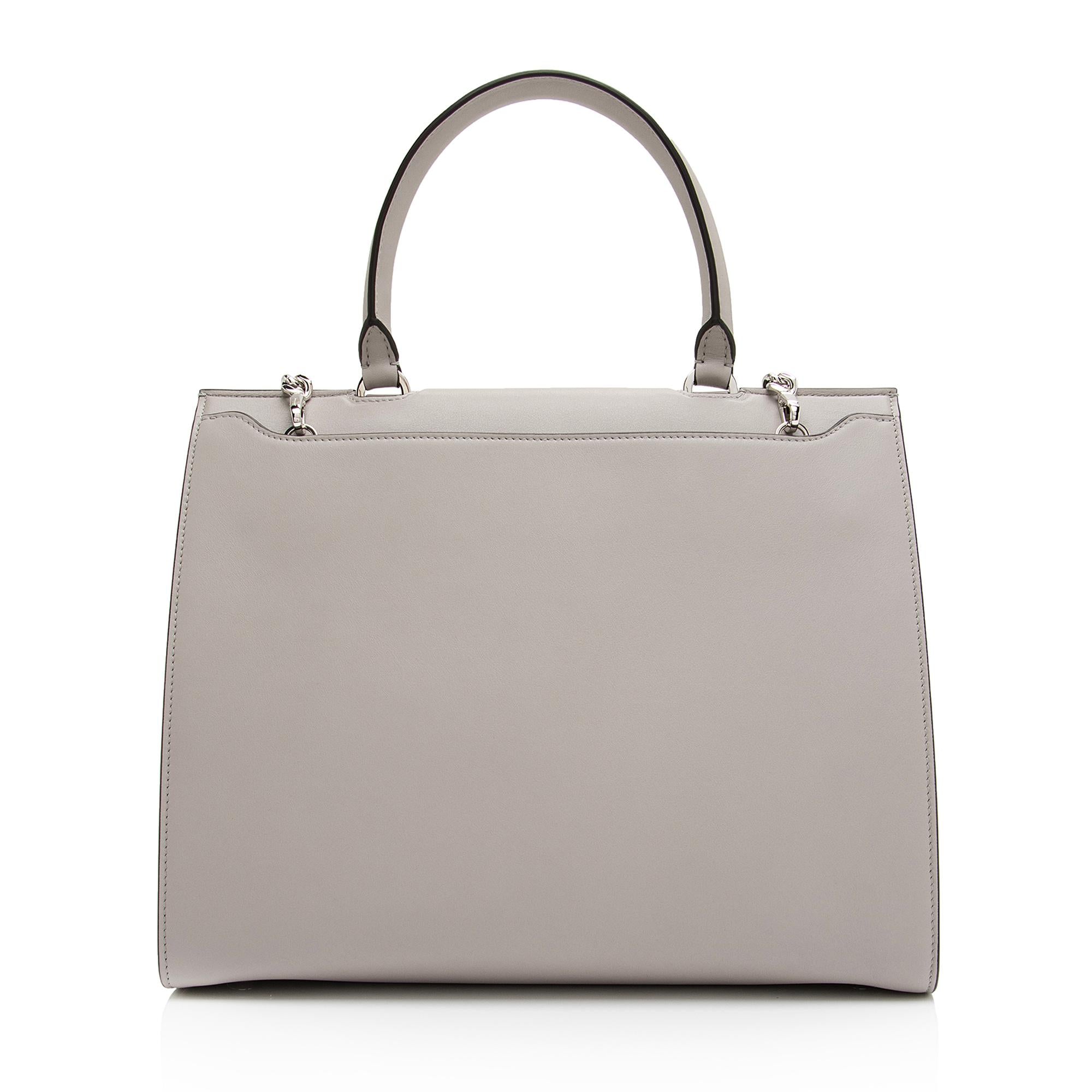 Salvatore Ferragamo Calfskin Gancio Trifolio Medium Top Handle Satchel (SHF-qfzwLk)