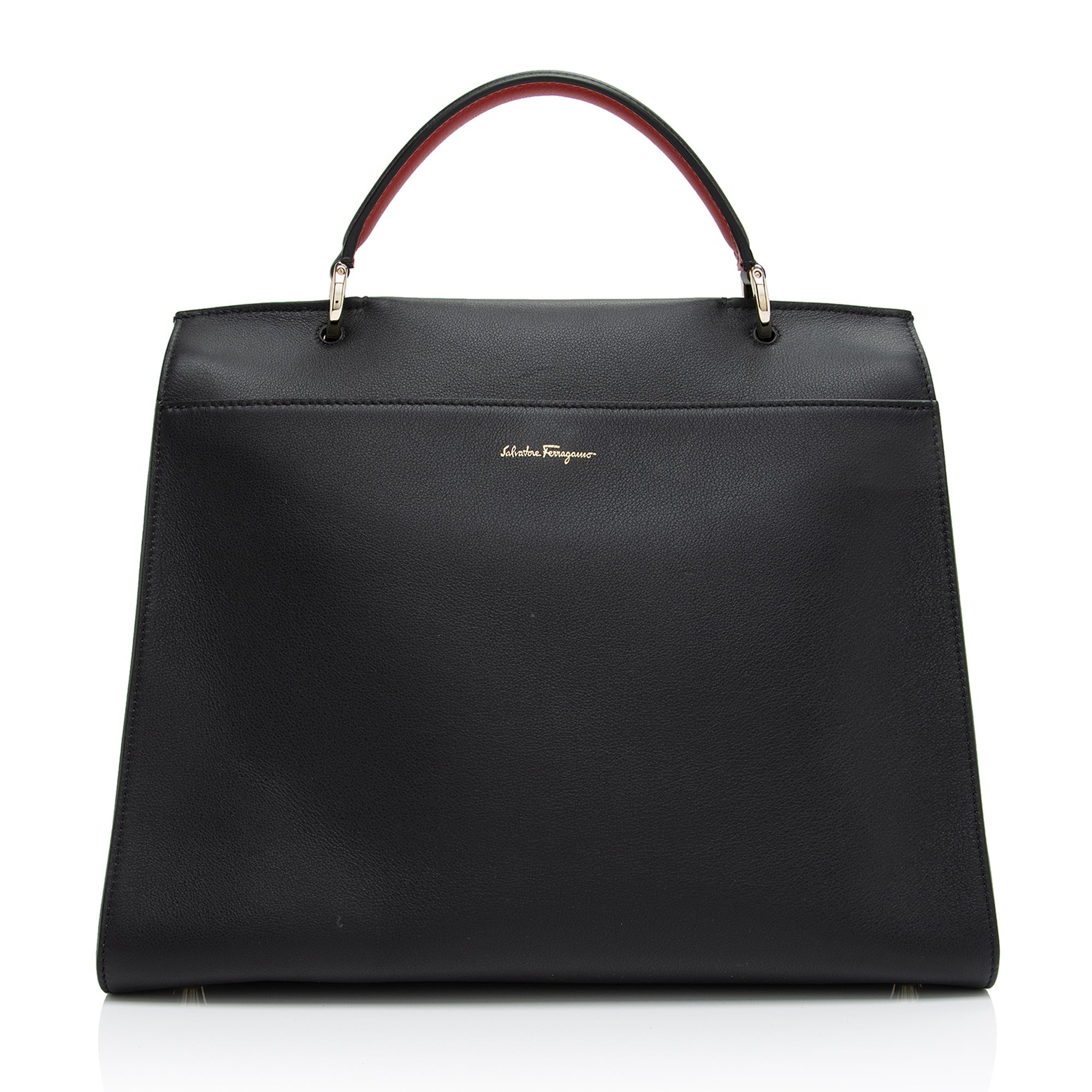 Salvatore Ferragamo Calfskin Jet Set Top Handle Large Satchel (SHF-JMhPjy)