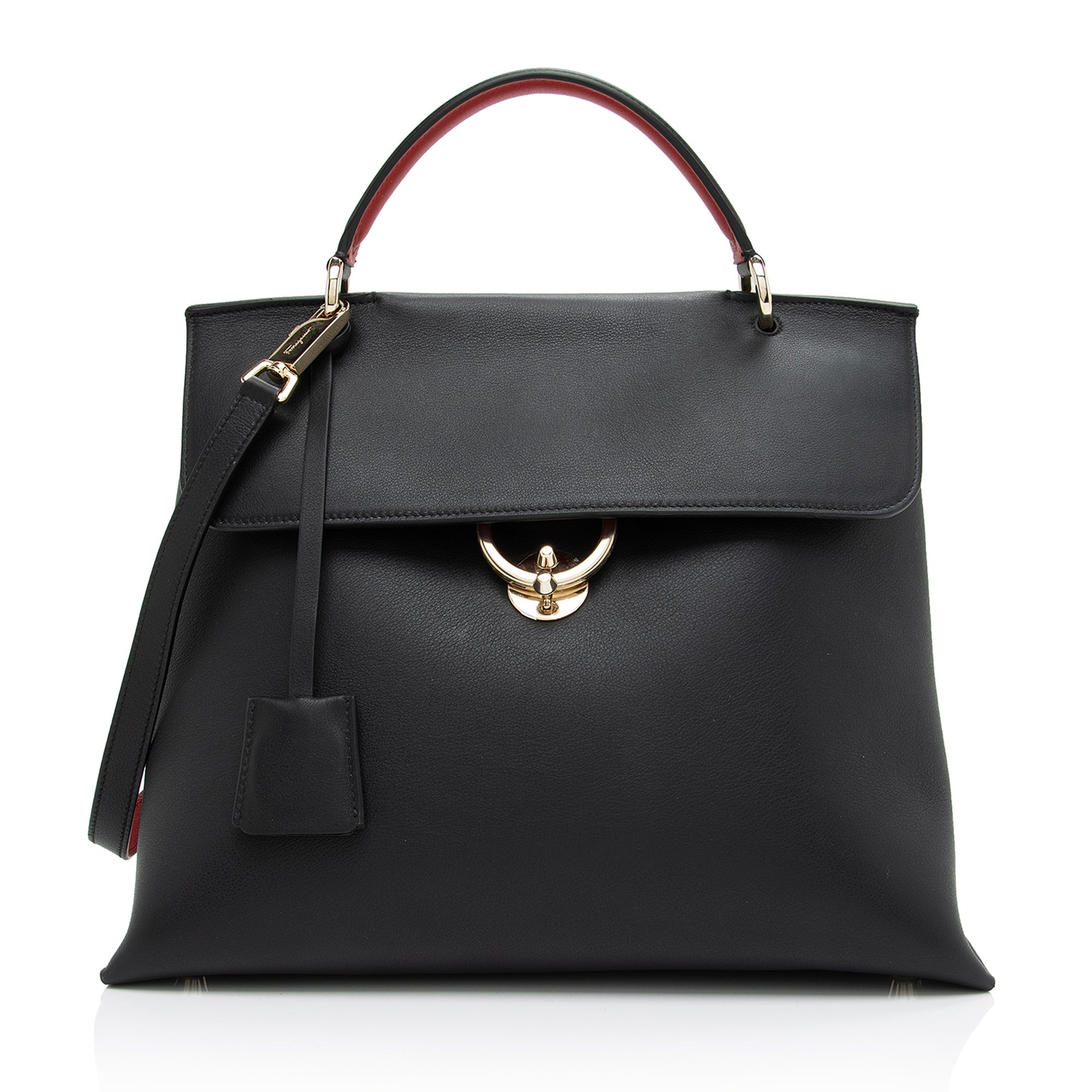 Salvatore Ferragamo Calfskin Jet Set Top Handle Large Satchel (SHF-JMhPjy)