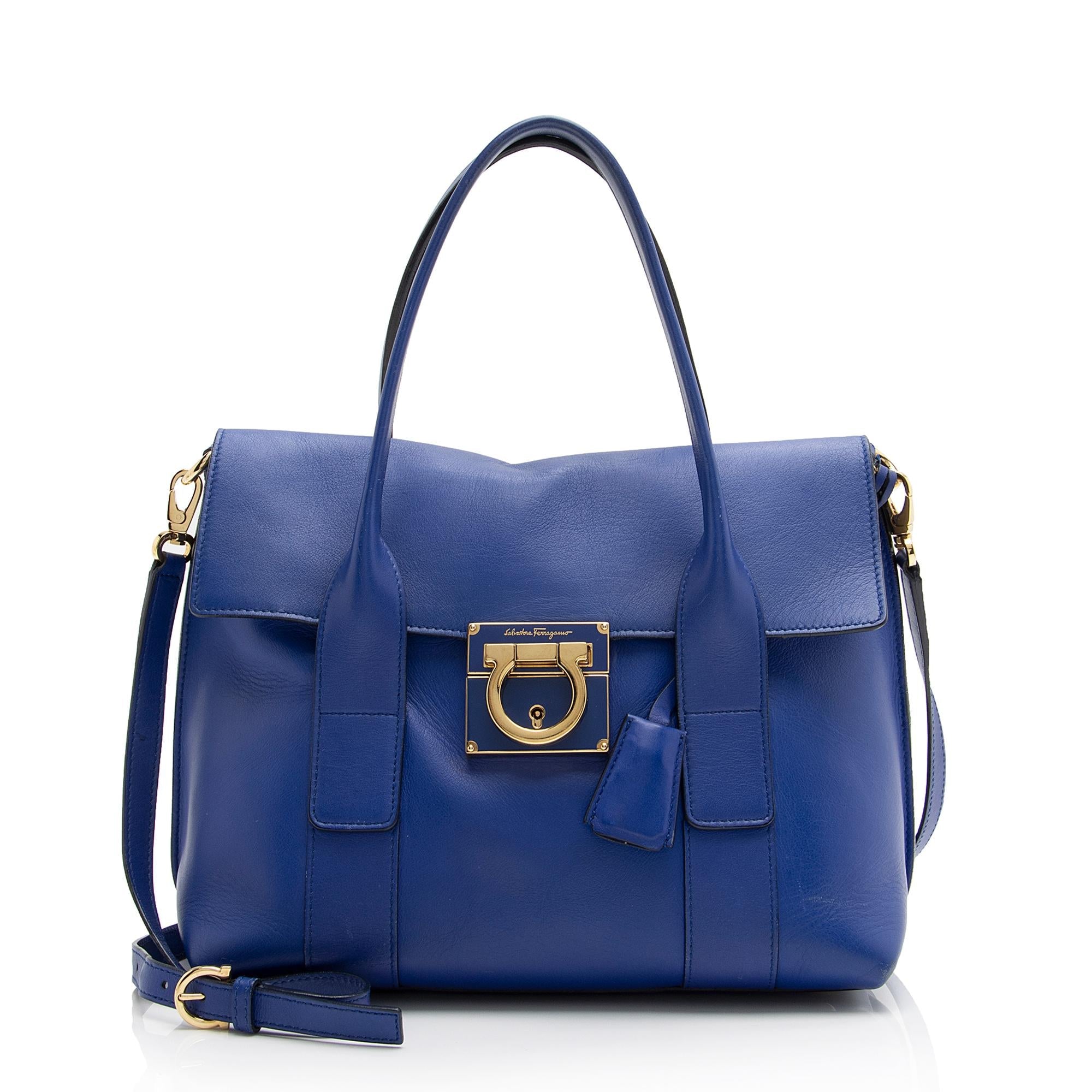 Salvatore Ferragamo Calfskin Sookie Gancini Satchel (SHF-23784)
