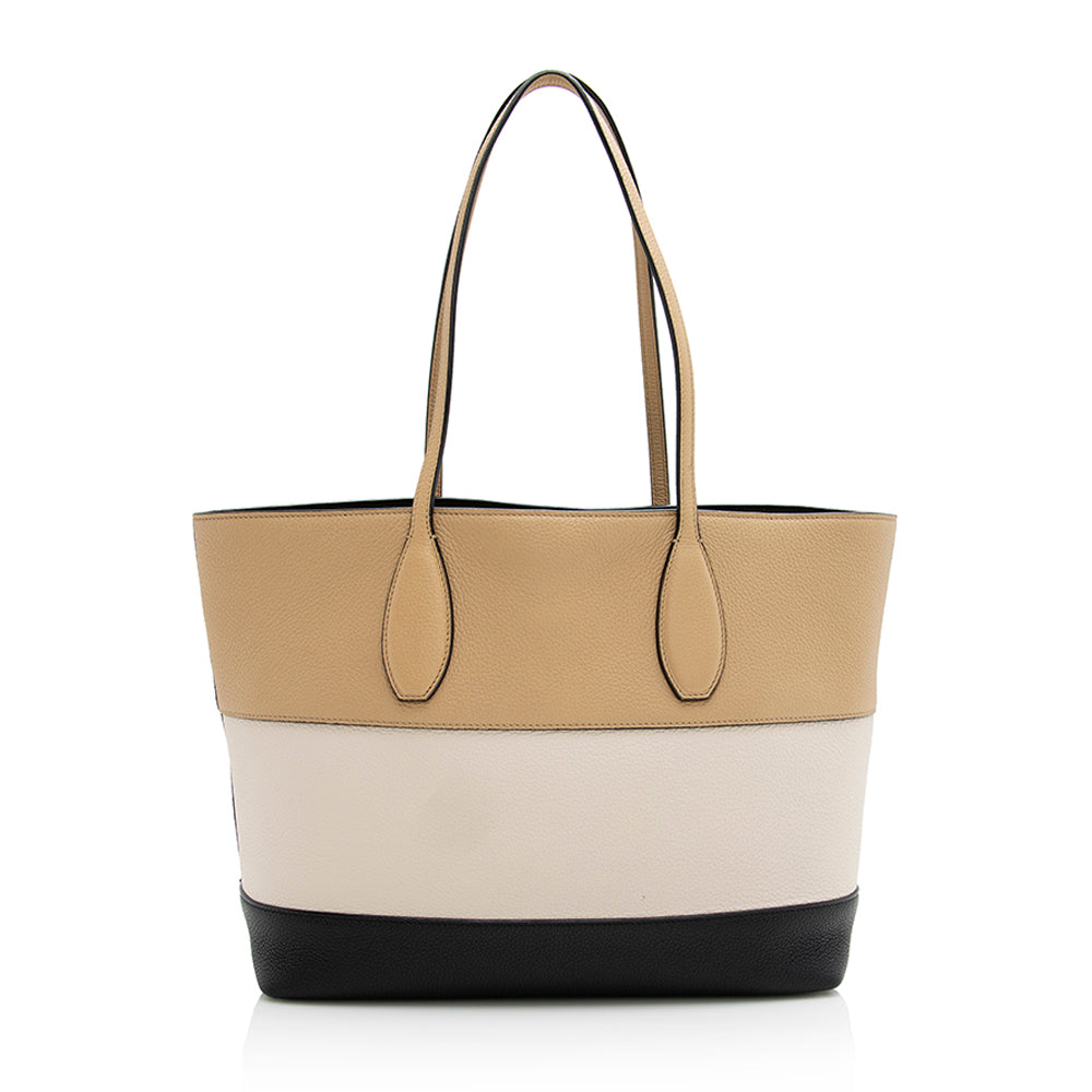 Salvatore Ferragamo Calfskin Tricolor Studio Tote (SHF-21835)