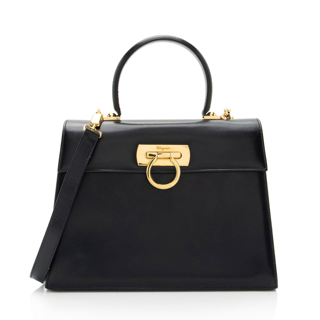 Salvatore Ferragamo Vintage Calfskin Gancini Top Handle (SHF-MXCzTv)