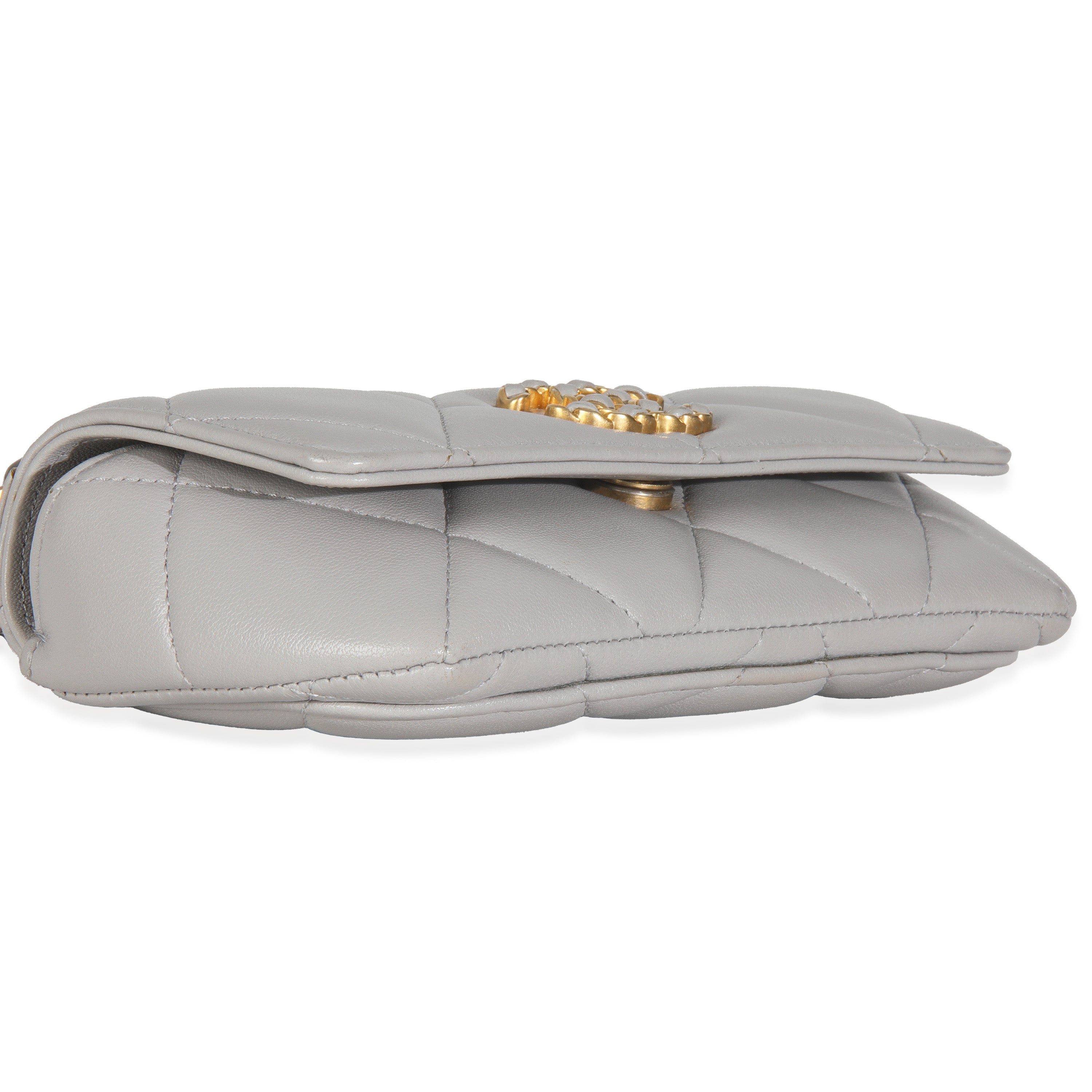 Chanel Grey Quilted Lambskin Chanel 19 Sunglasses Case With Chain