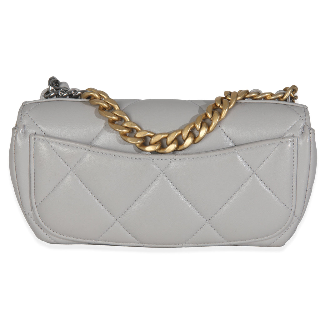 Chanel Grey Quilted Lambskin Chanel 19 Sunglasses Case With Chain