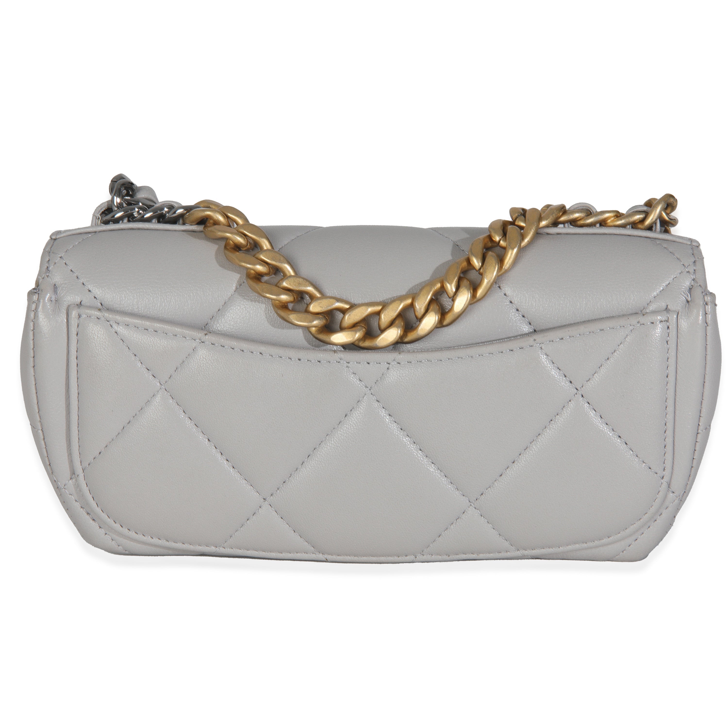 Chanel Grey Quilted Lambskin Chanel 19 Sunglasses Case With Chain