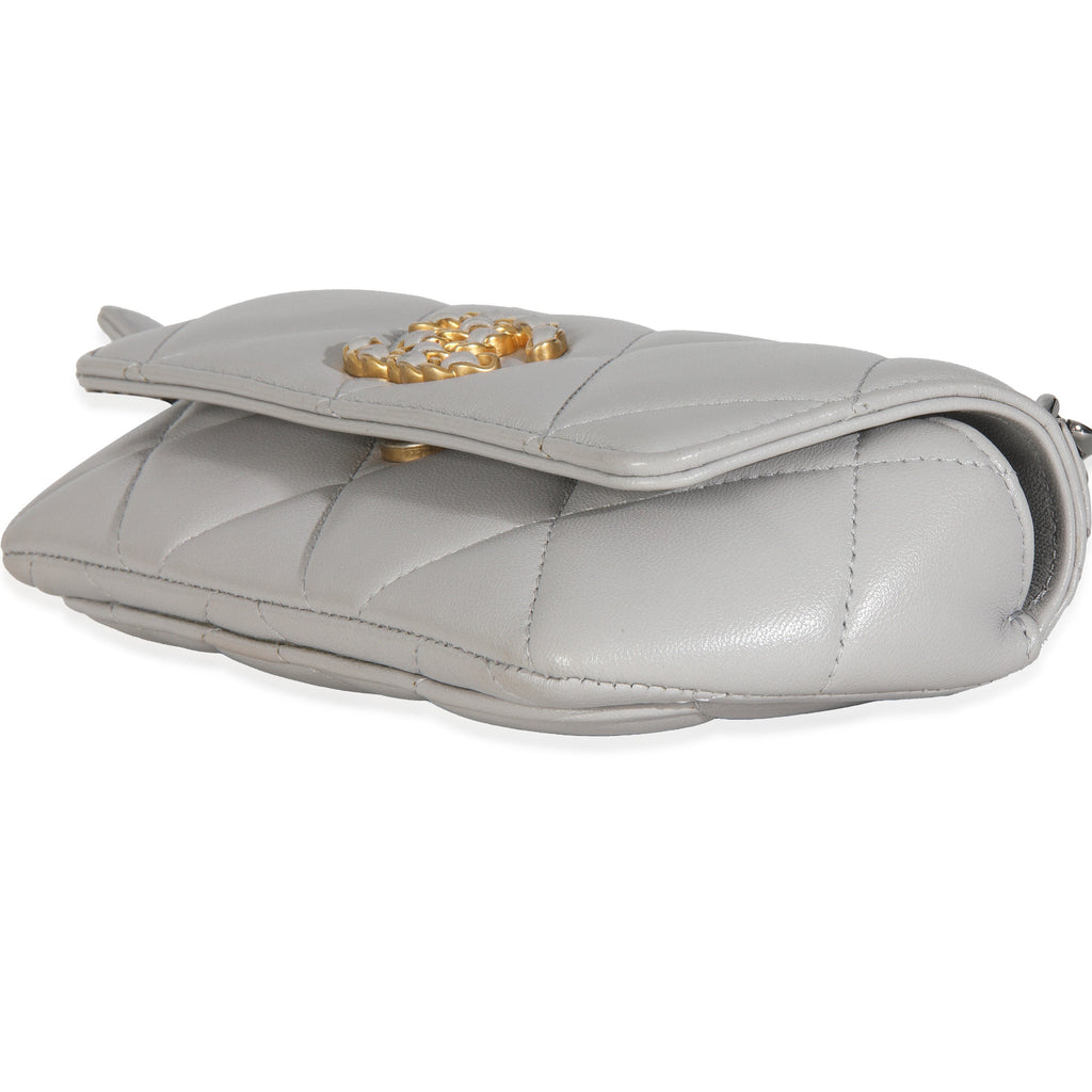 Chanel Grey Quilted Lambskin Chanel 19 Sunglasses Case With Chain