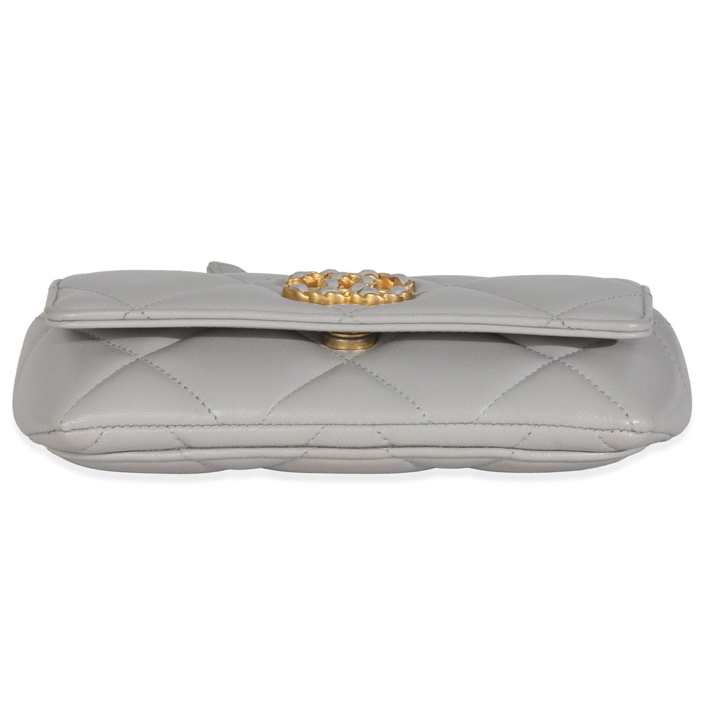 Chanel Grey Quilted Lambskin Chanel 19 Sunglasses Case With Chain