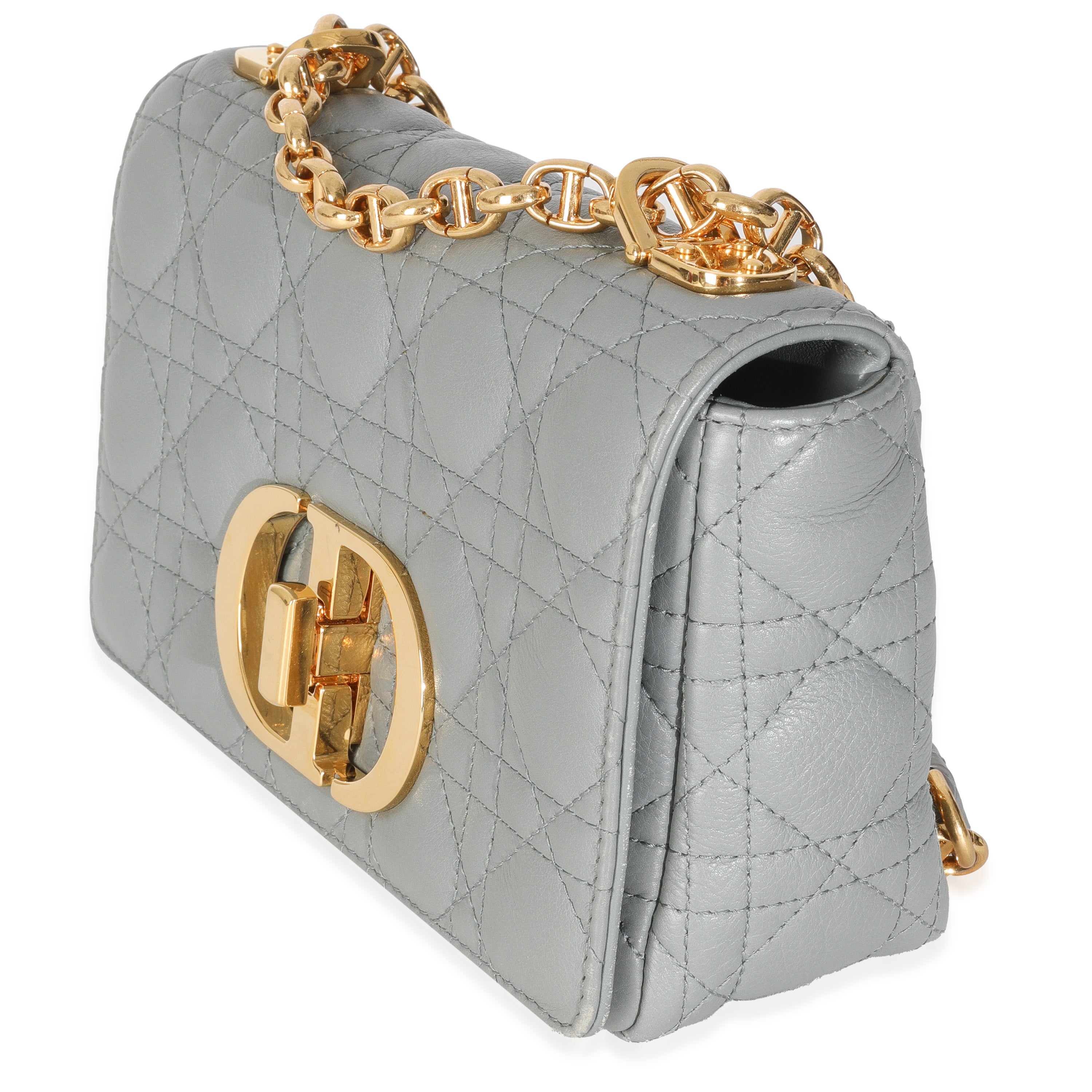 Christian Dior Blue Supple Calfskin Small Caro Chain Bag