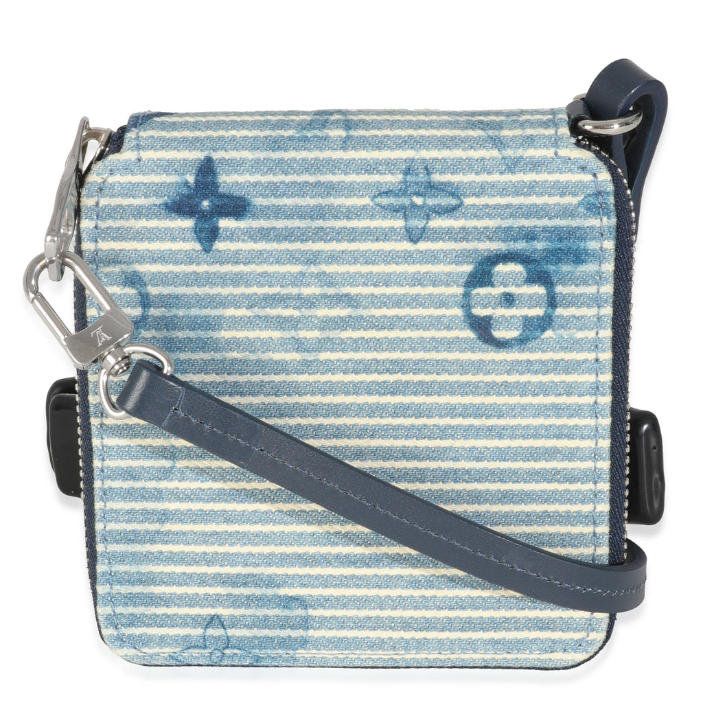 Louis Vuitton Blue Hickory Stripes Denim Monogram Watercolor Wallet On Strap