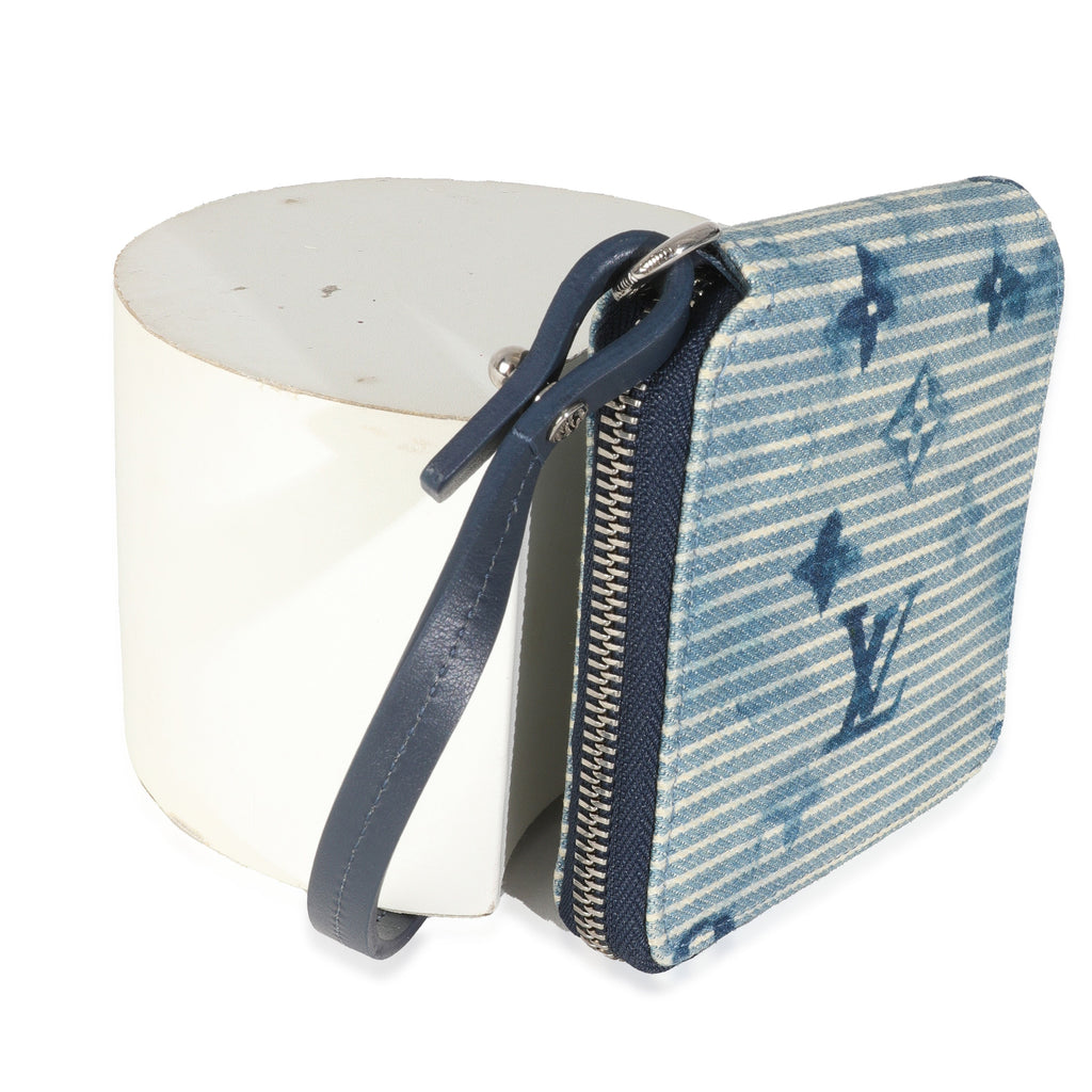 Louis Vuitton Blue Hickory Stripes Denim Monogram Watercolor Wallet On Strap