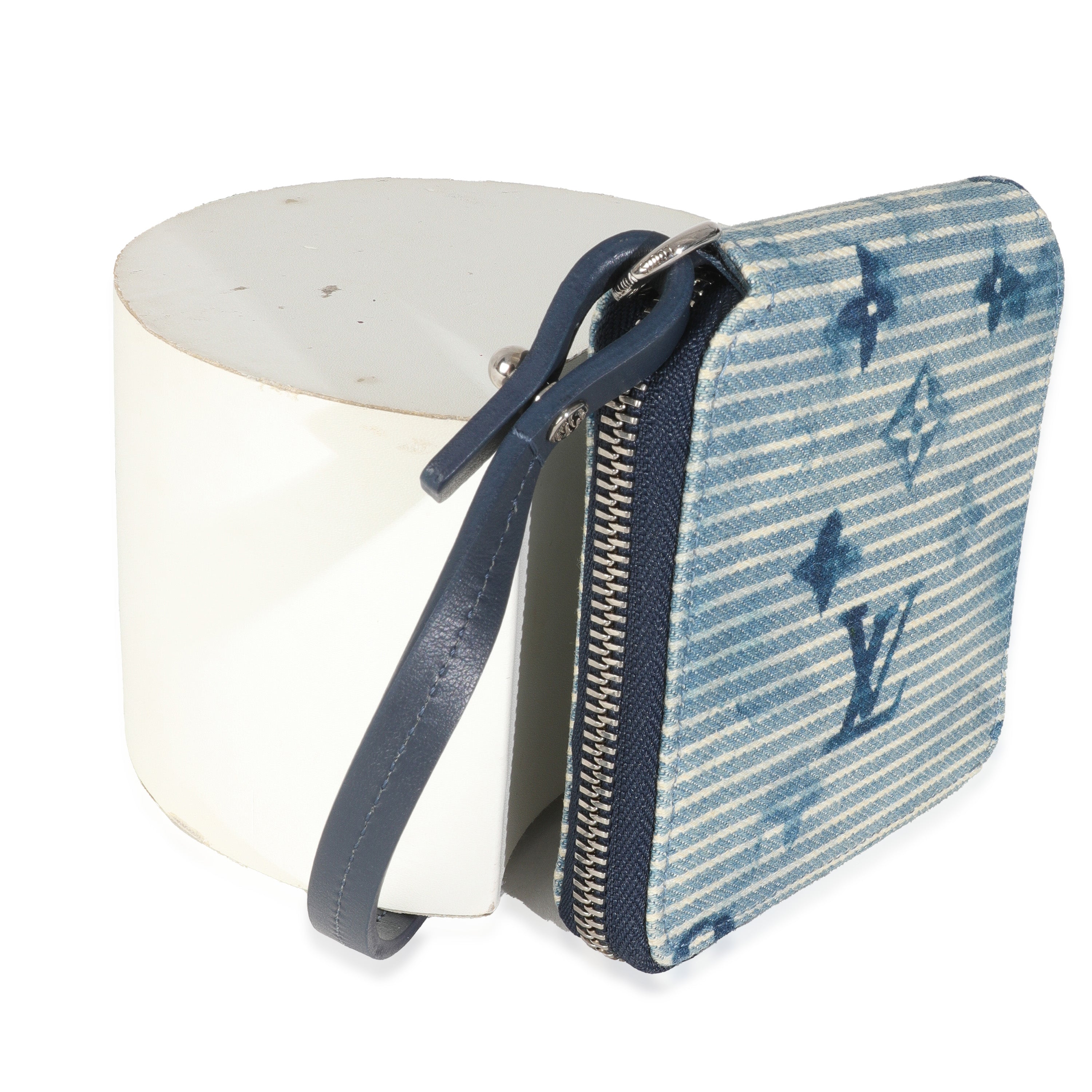 Louis Vuitton Blue Hickory Stripes Denim Monogram Watercolor Wallet On Strap