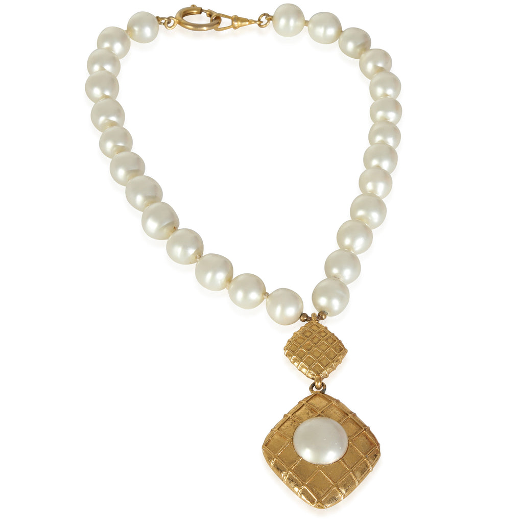 Chanel Gold-Plated  Vintage Faux Pearl Necklace