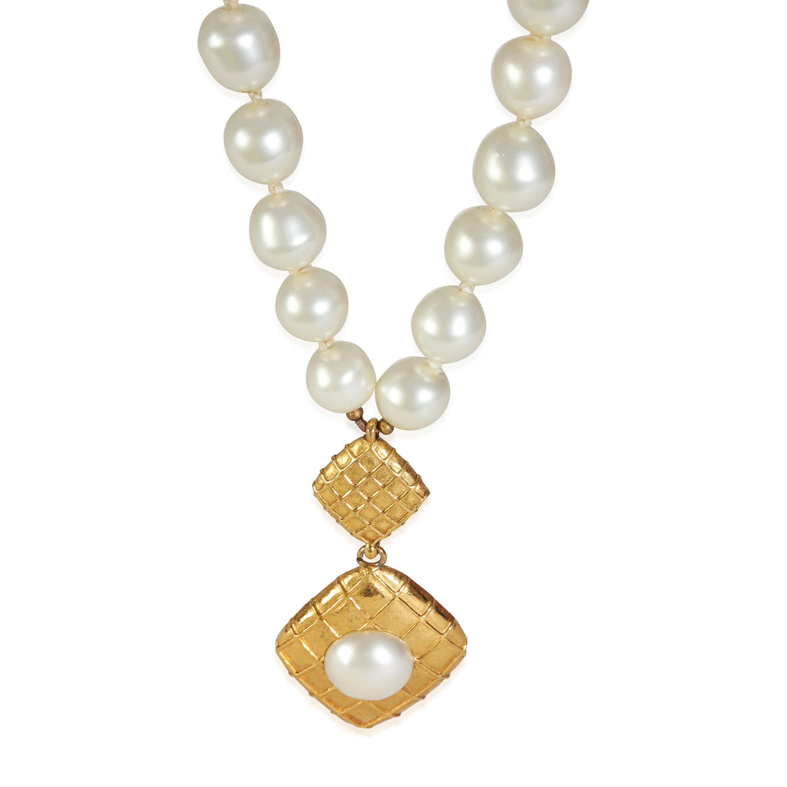 Chanel Gold-Plated  Vintage Faux Pearl Necklace