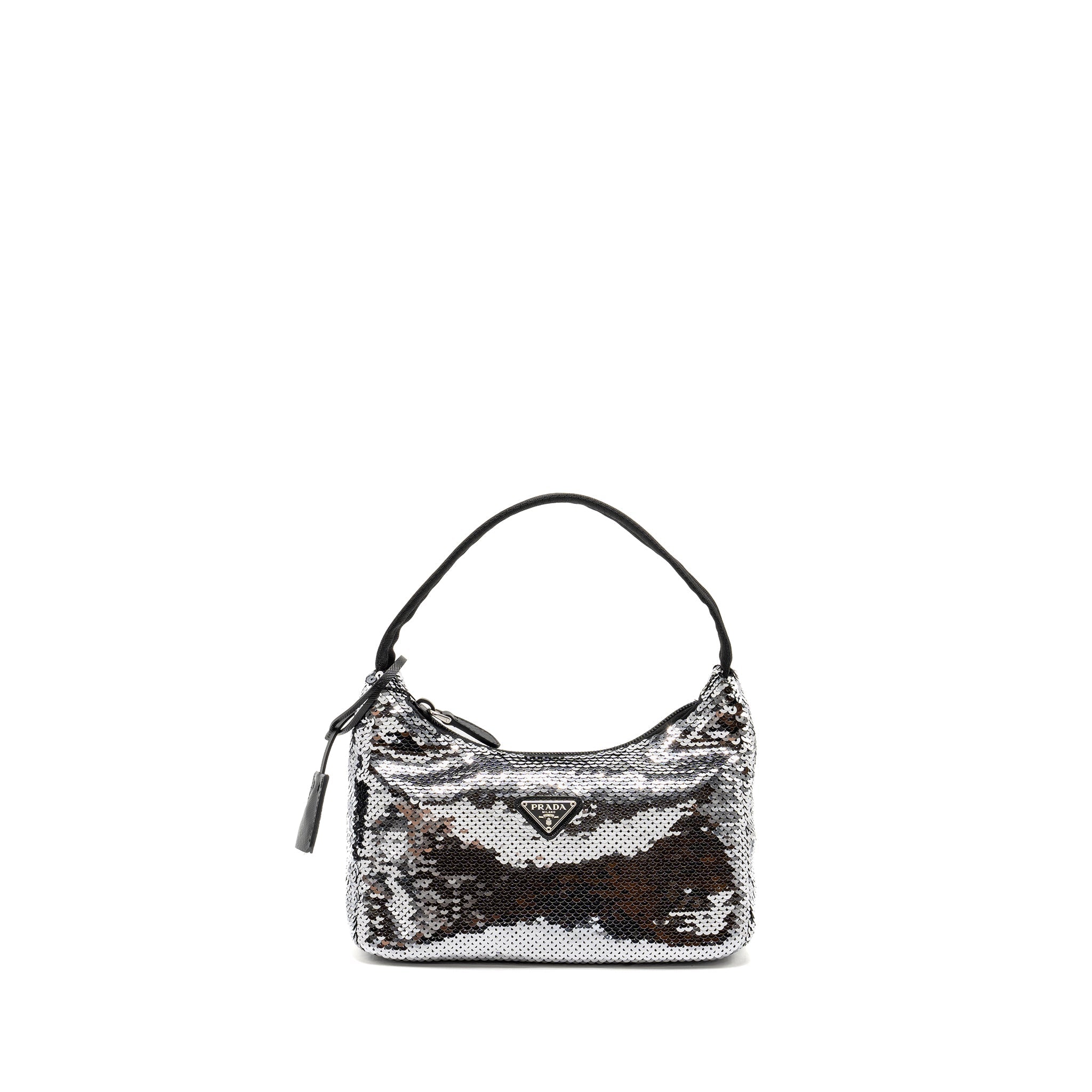 Prada Re-Edition Mini Bag Sequin Argento SHW
