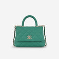 Chanel Small Coco Handle - Green Caviar | Champagne Gold Hardware