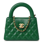 Chanel Shiny Aged Calfskin Quilted Nano Kelly Shopper Green