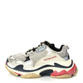 Balenciaga Mesh Nubuck Womens Triple S Sneakers 38 Black Argent