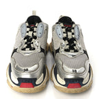 Balenciaga Mesh Nubuck Womens Triple S Sneakers 38 Black Argent