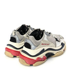 Balenciaga Mesh Nubuck Womens Triple S Sneakers 38 Black Argent