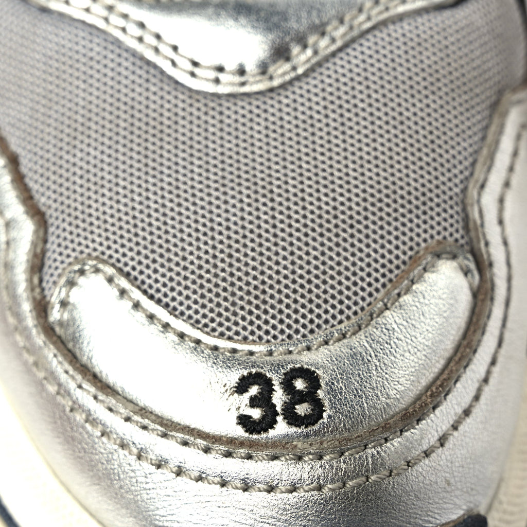 Balenciaga Mesh Nubuck Womens Triple S Sneakers 38 Black Argent
