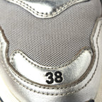 Balenciaga Mesh Nubuck Womens Triple S Sneakers 38 Black Argent