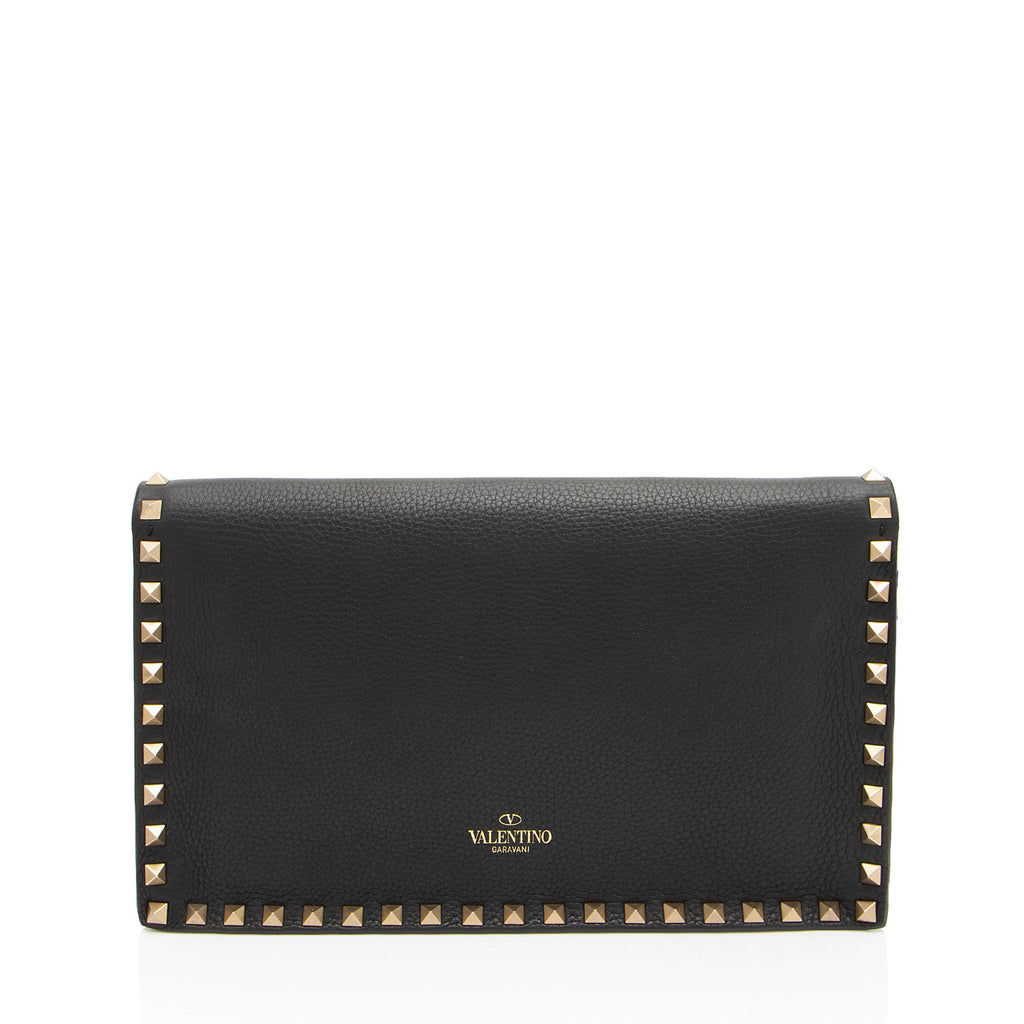 Valentino Calfskin Beaded Rockstud Clutch