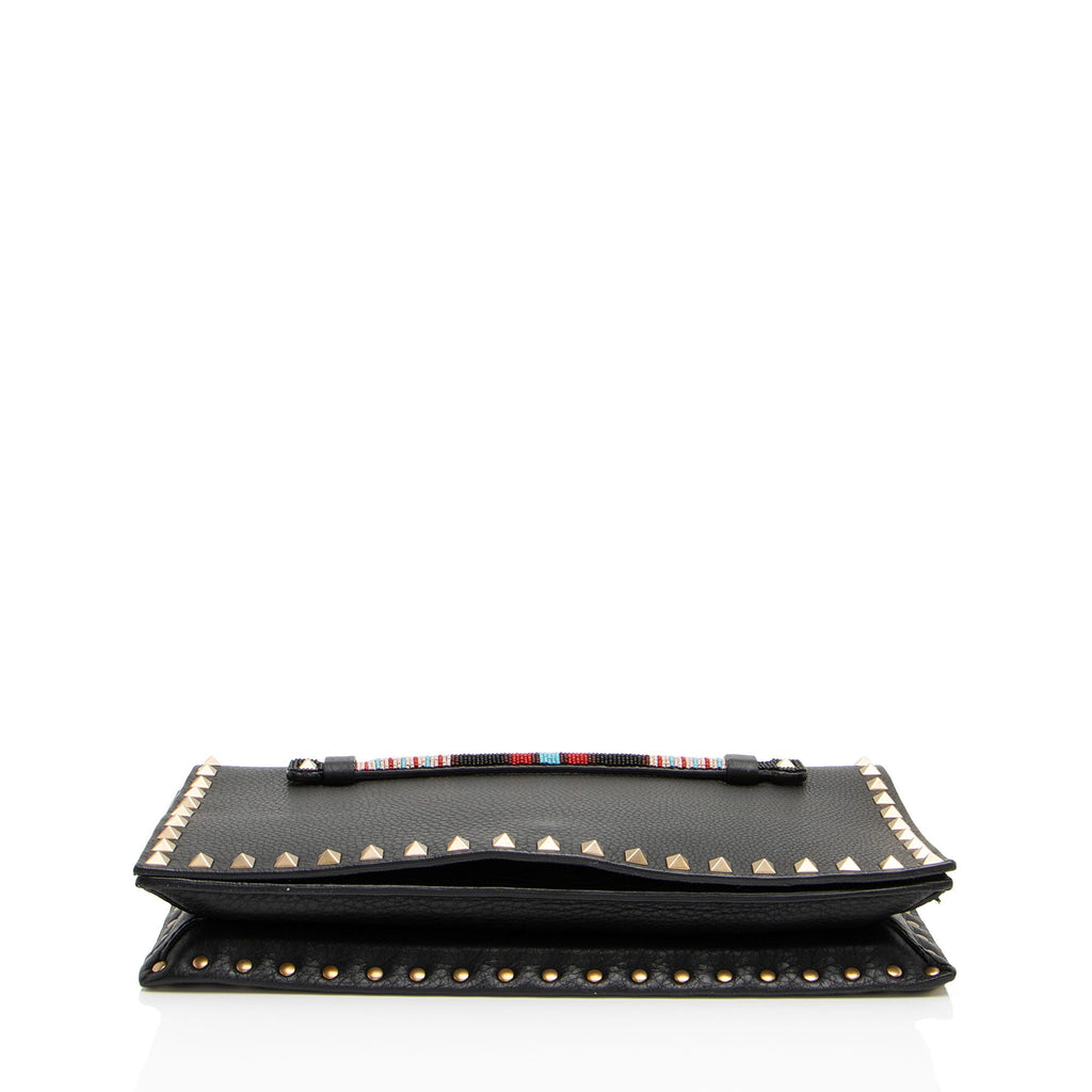 Valentino Calfskin Beaded Rockstud Clutch