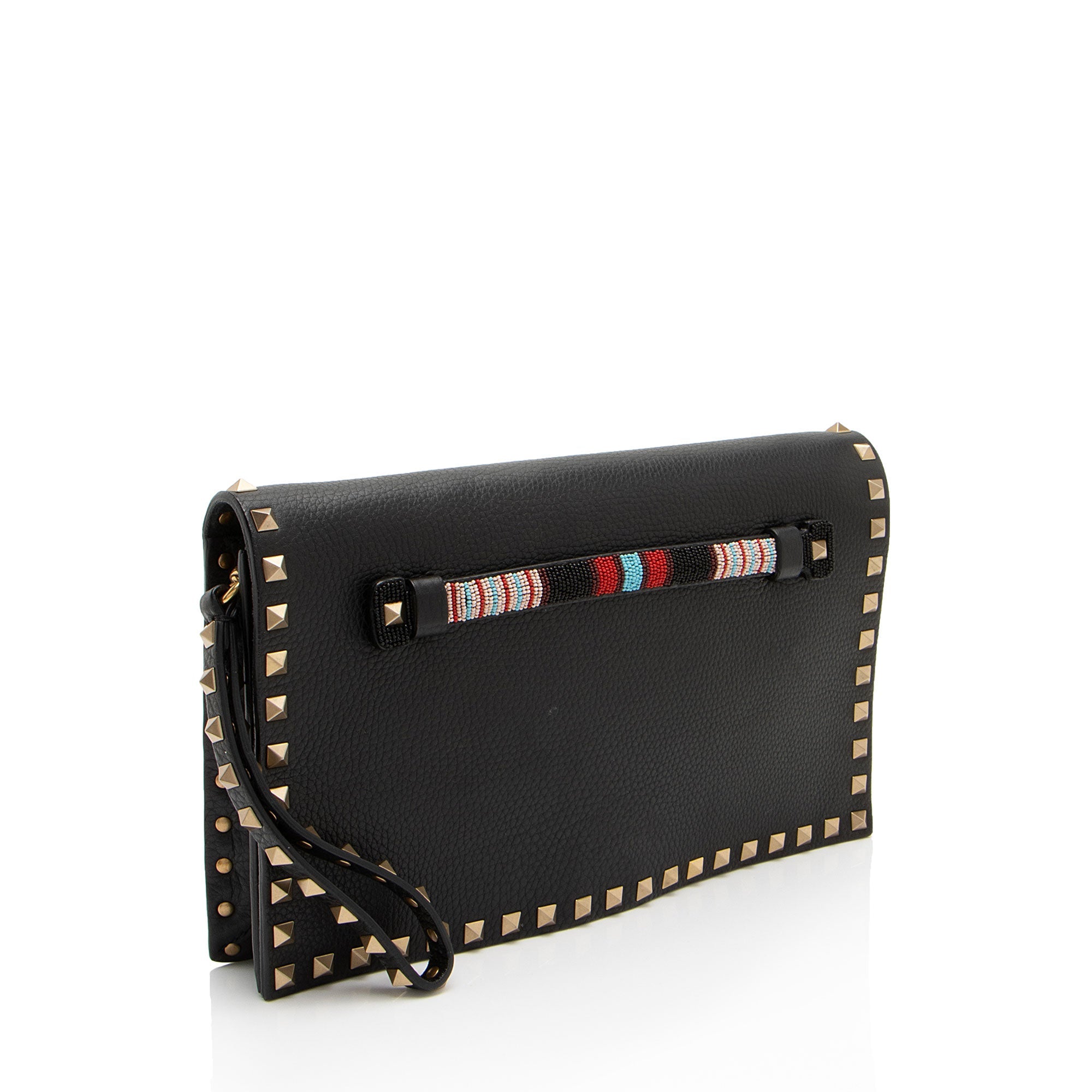 Valentino Calfskin Beaded Rockstud Clutch