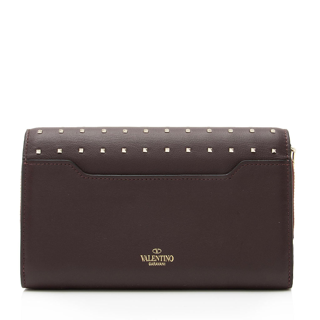 Valentino Calfskin Carry Secrets Rockstud Chain Wallet (SHF-23163)
