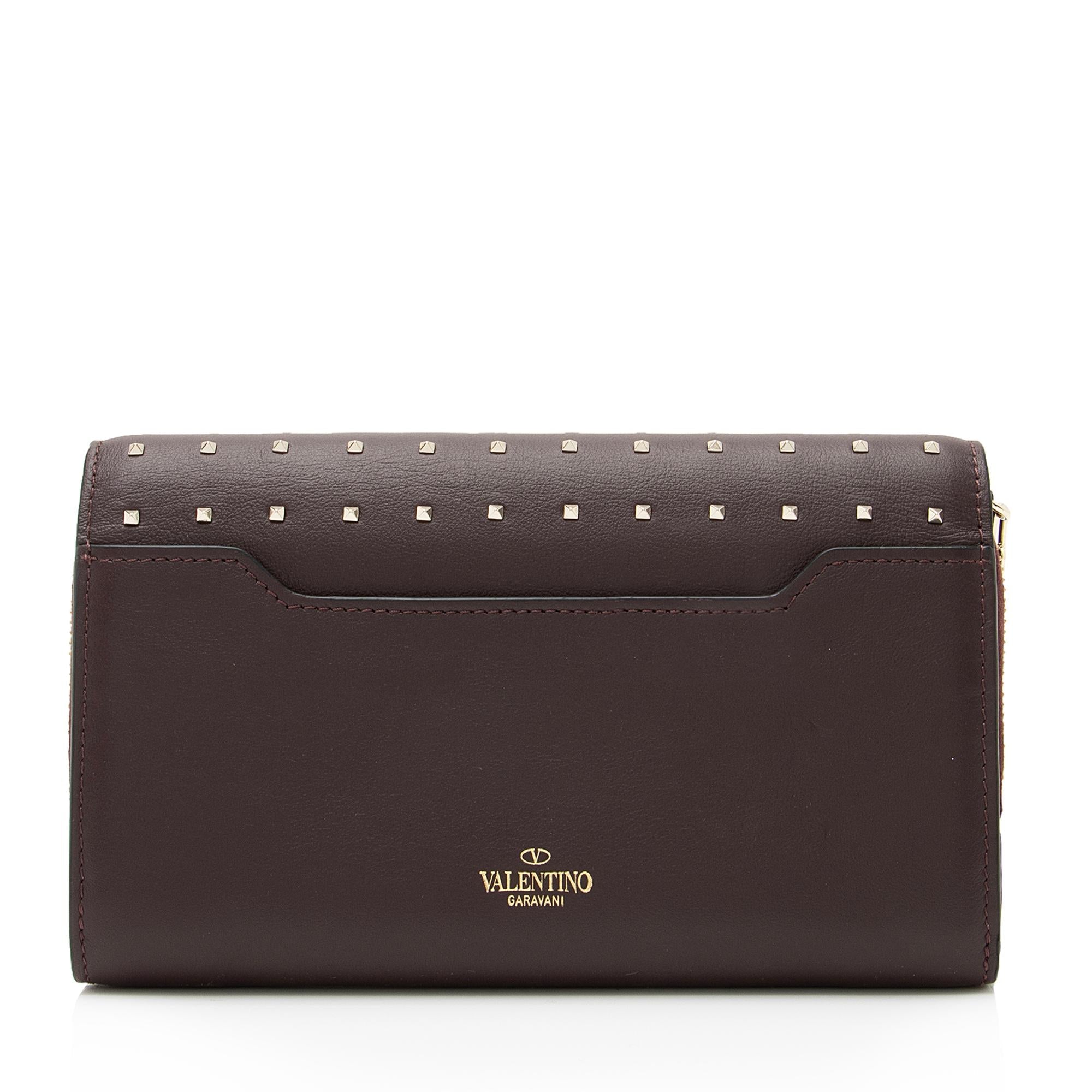 Valentino Calfskin Carry Secrets Rockstud Chain Wallet (SHF-23163)